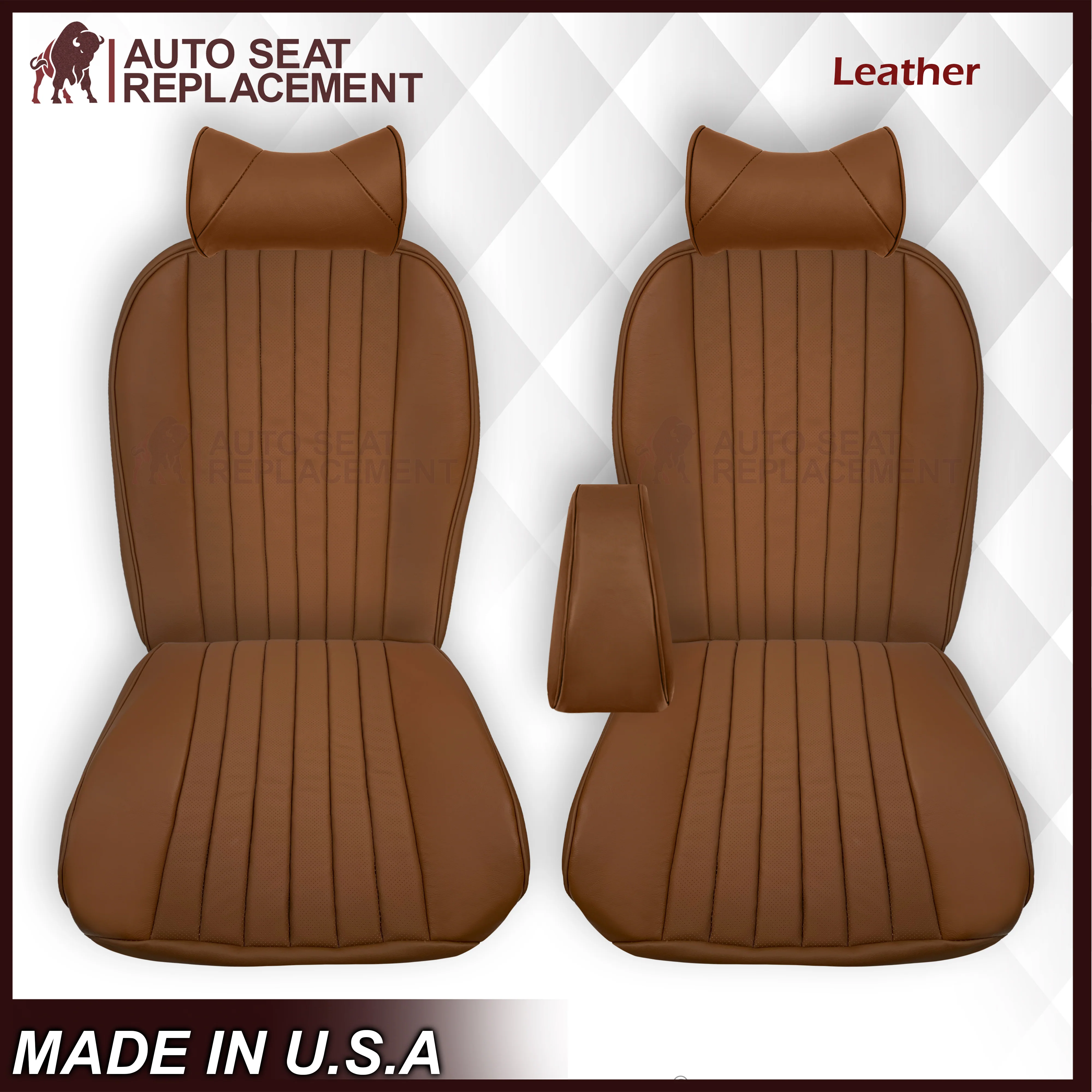 1972-1989 Mercedes Benz R107 Leather seat Covers 280SL 450SL 380SL 560SL W107 SL In Saddle Brown - Image 15
