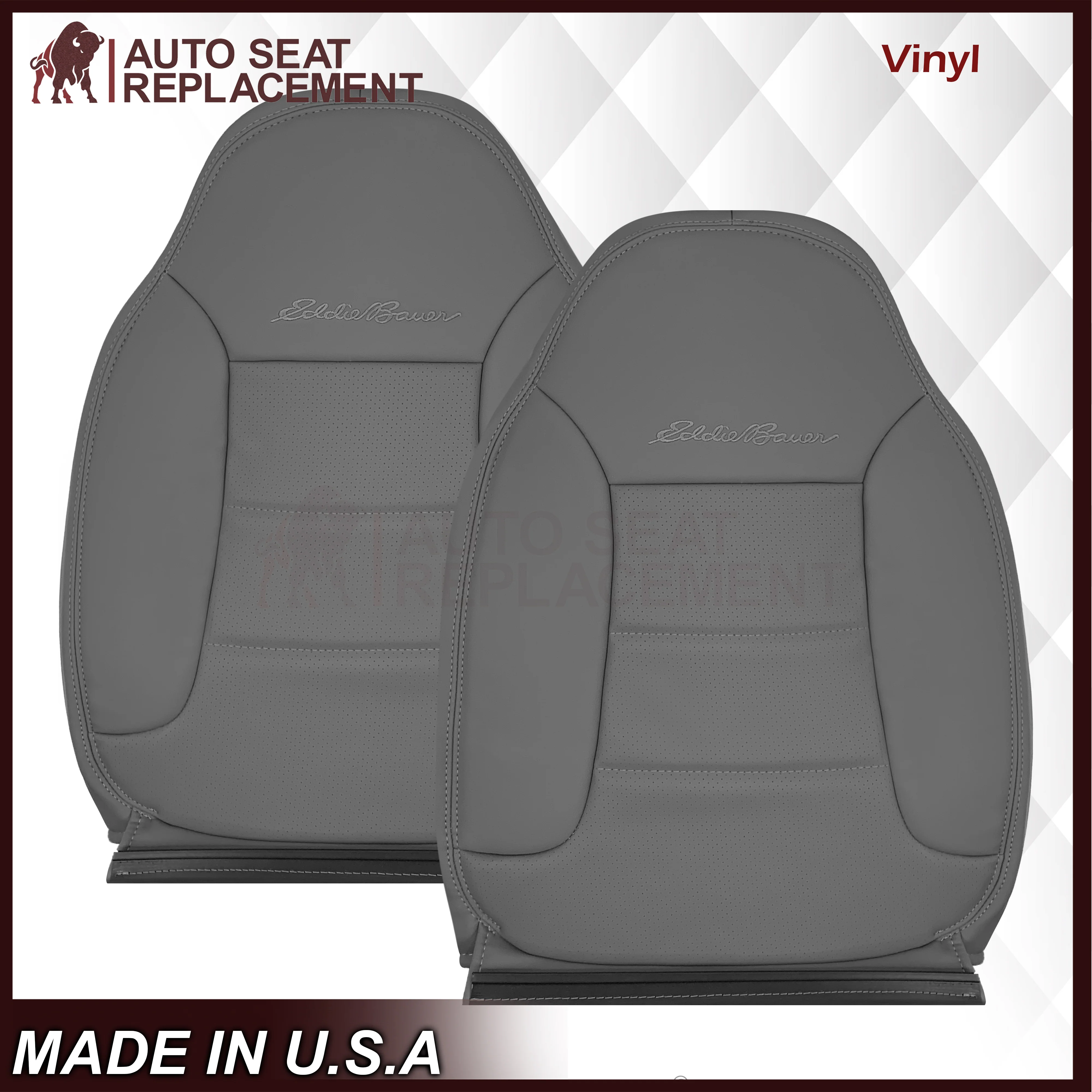 1992 - 1996 Ford Bronco Eddie Bauer Synthetic Leather Seat Cover In Gray - Image 11
