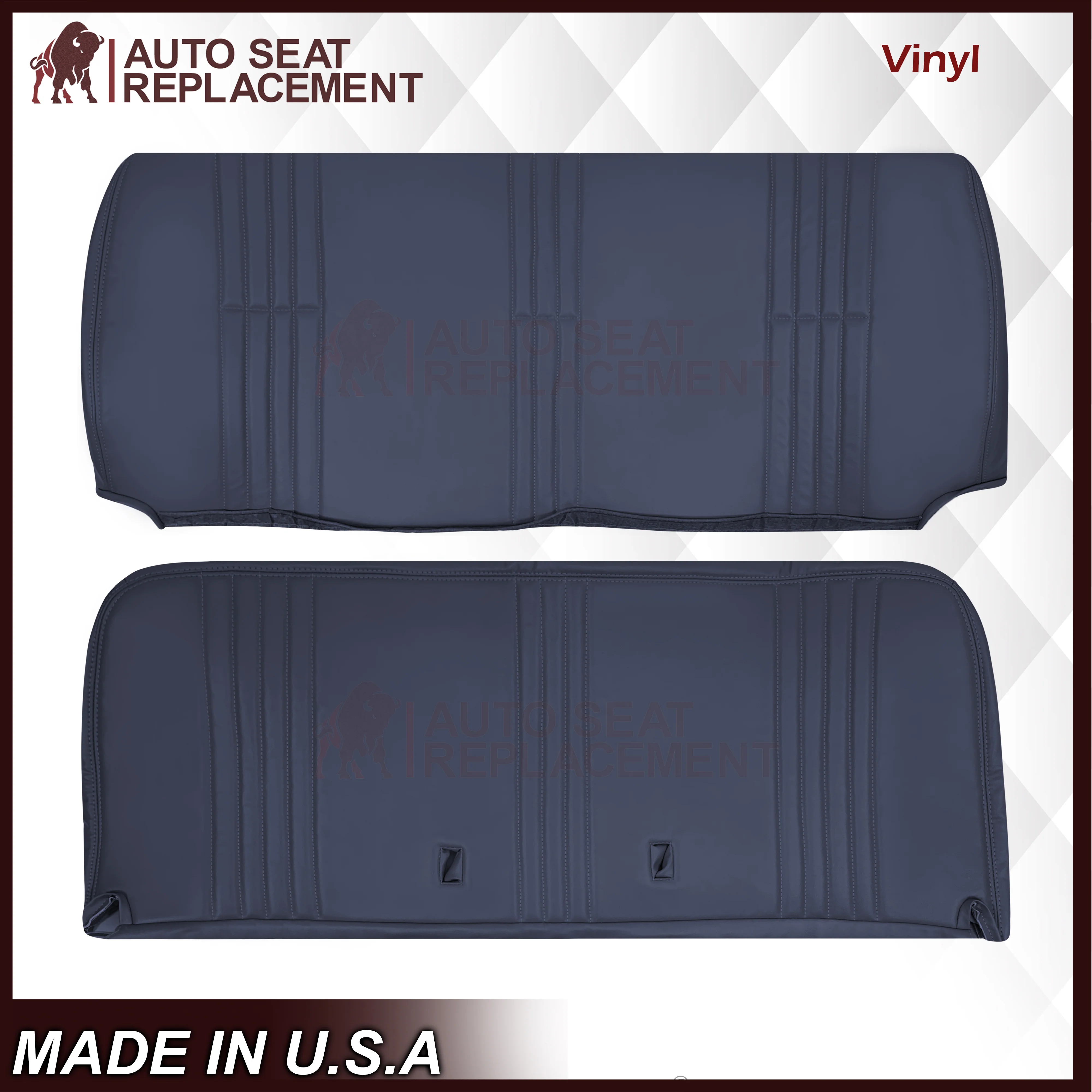 1995-1999 Chevy Silverado & Cheyenne W/T Base Work Truck Replacement Vinyl Bottom or Lean Back Bench Seat Covers: Navy Blue - Image 2