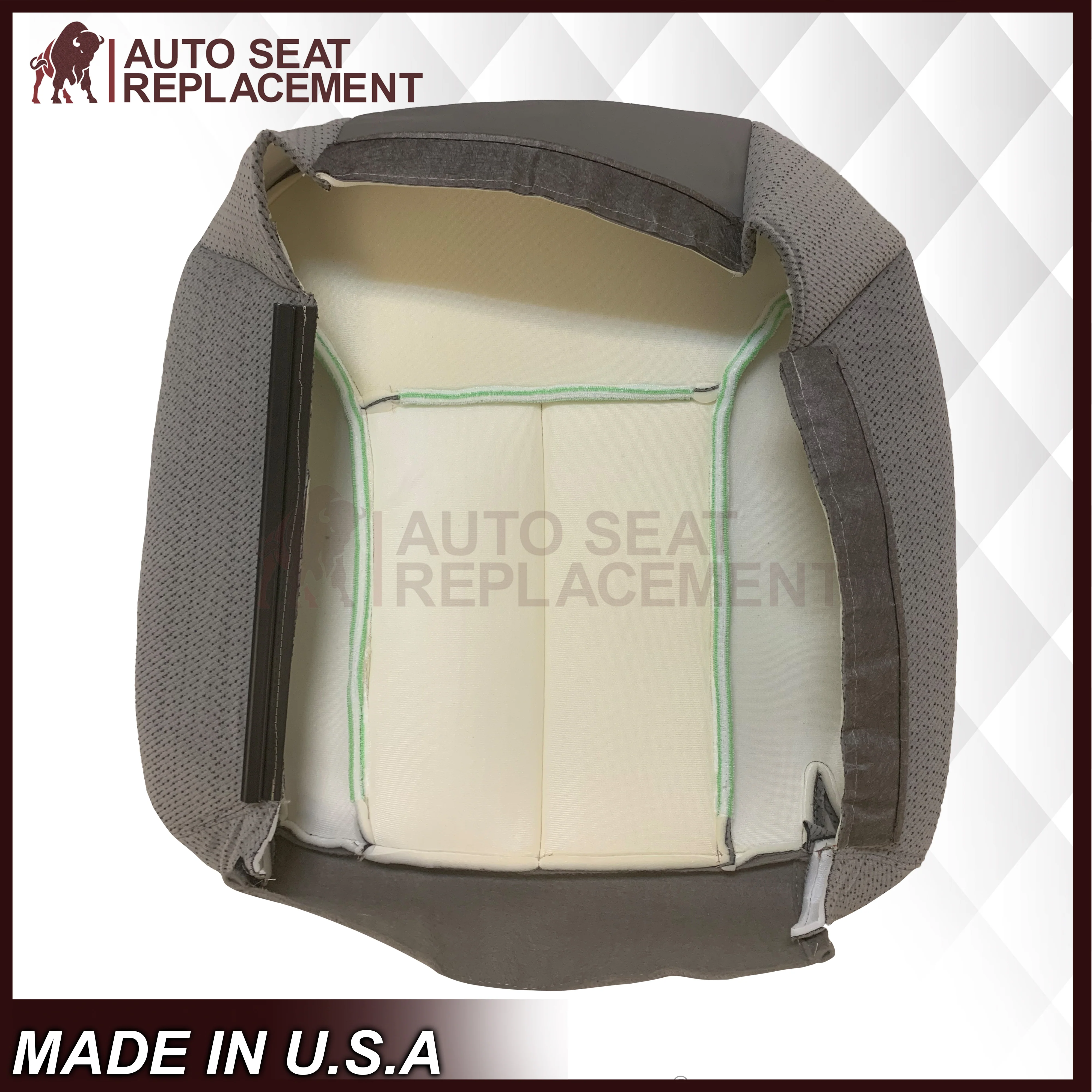 1995 - 1999 Chevy Silverado Tahoe & Suburban Gray Cloth Replacement Front Seat Covers ( Pewter Gray ) - Image 6