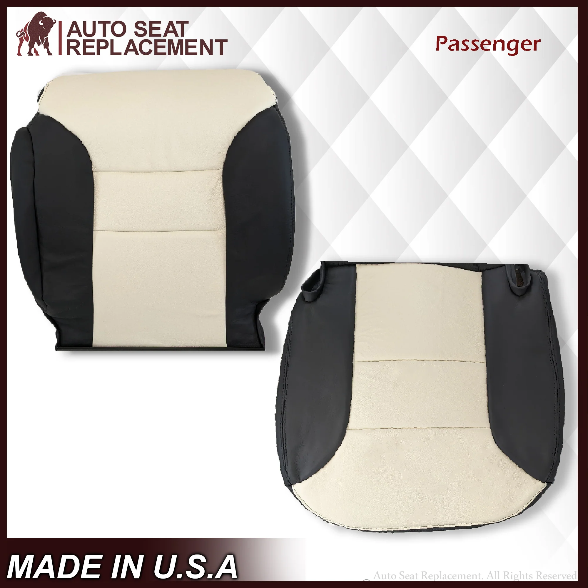 1995-1999 Chevy Tahoe Suburban Silverado Seat Cover in White and Black Choose: Leather or Vinyl - Image 12
