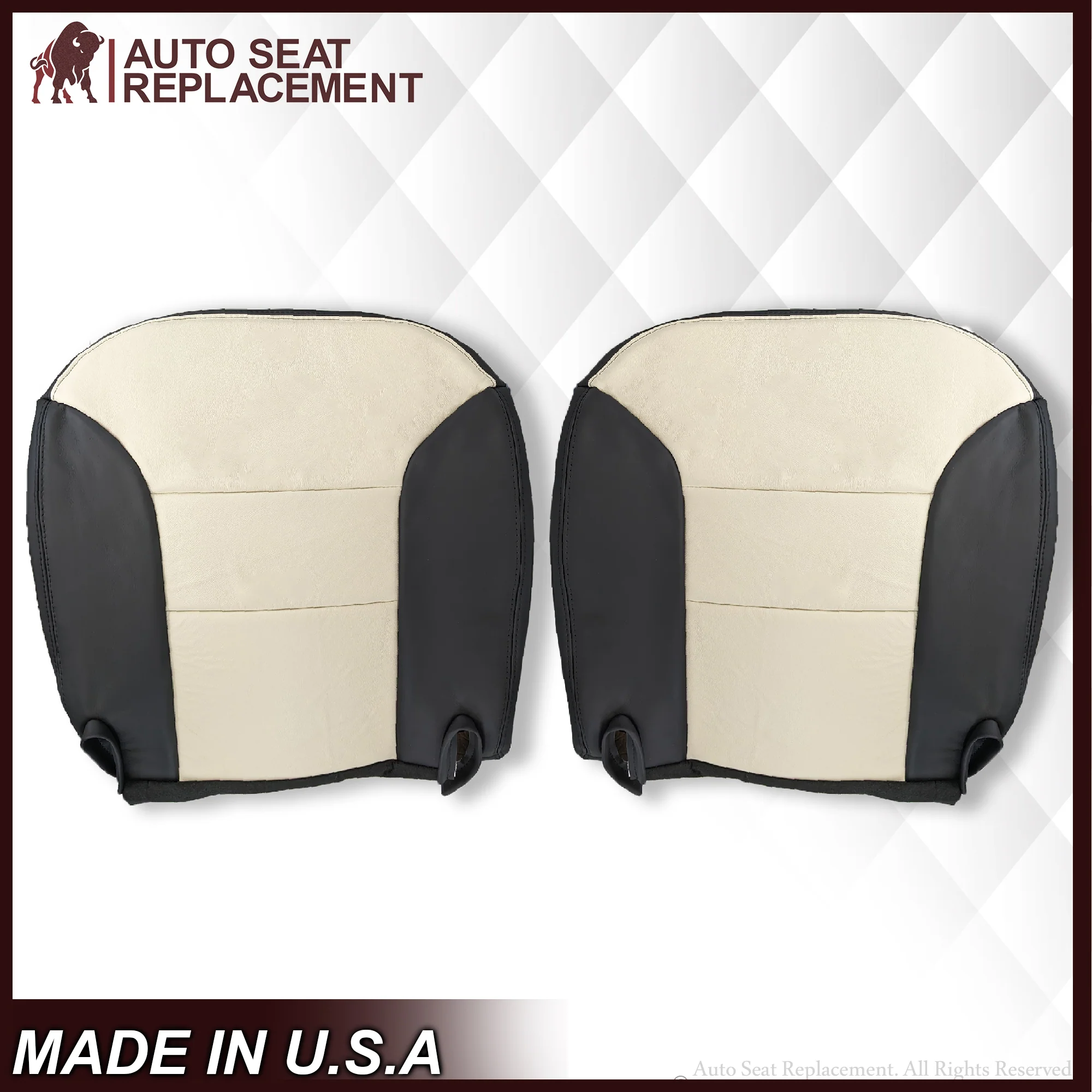 1995-1999 Chevy Tahoe Suburban Silverado Seat Cover in White and Black Choose: Leather or Vinyl - Image 7
