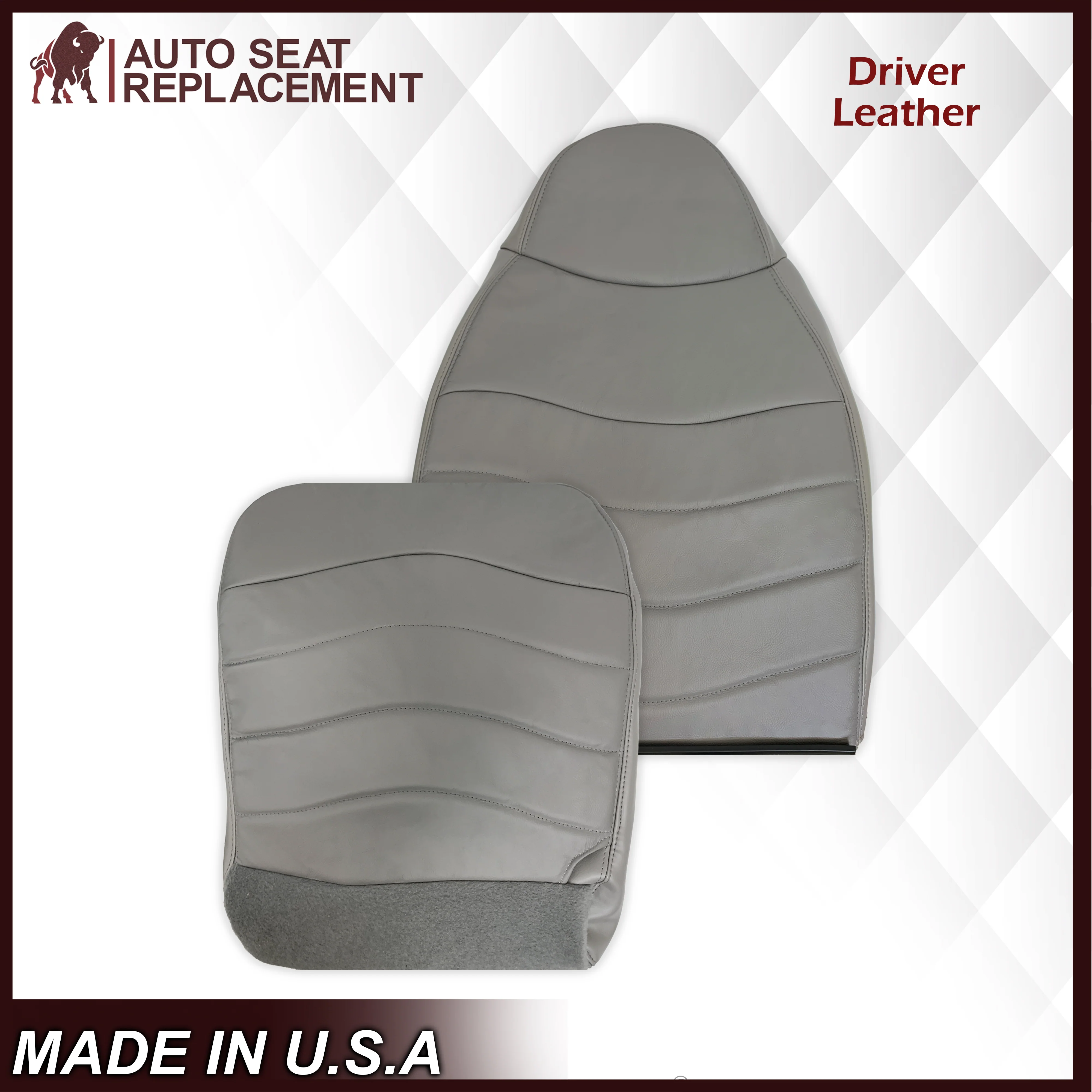 1996-1999 Ford F150 Lariat XLT Seat Cover in Medium Graphite Gray: Choose Leather or Vinyl - Image 2