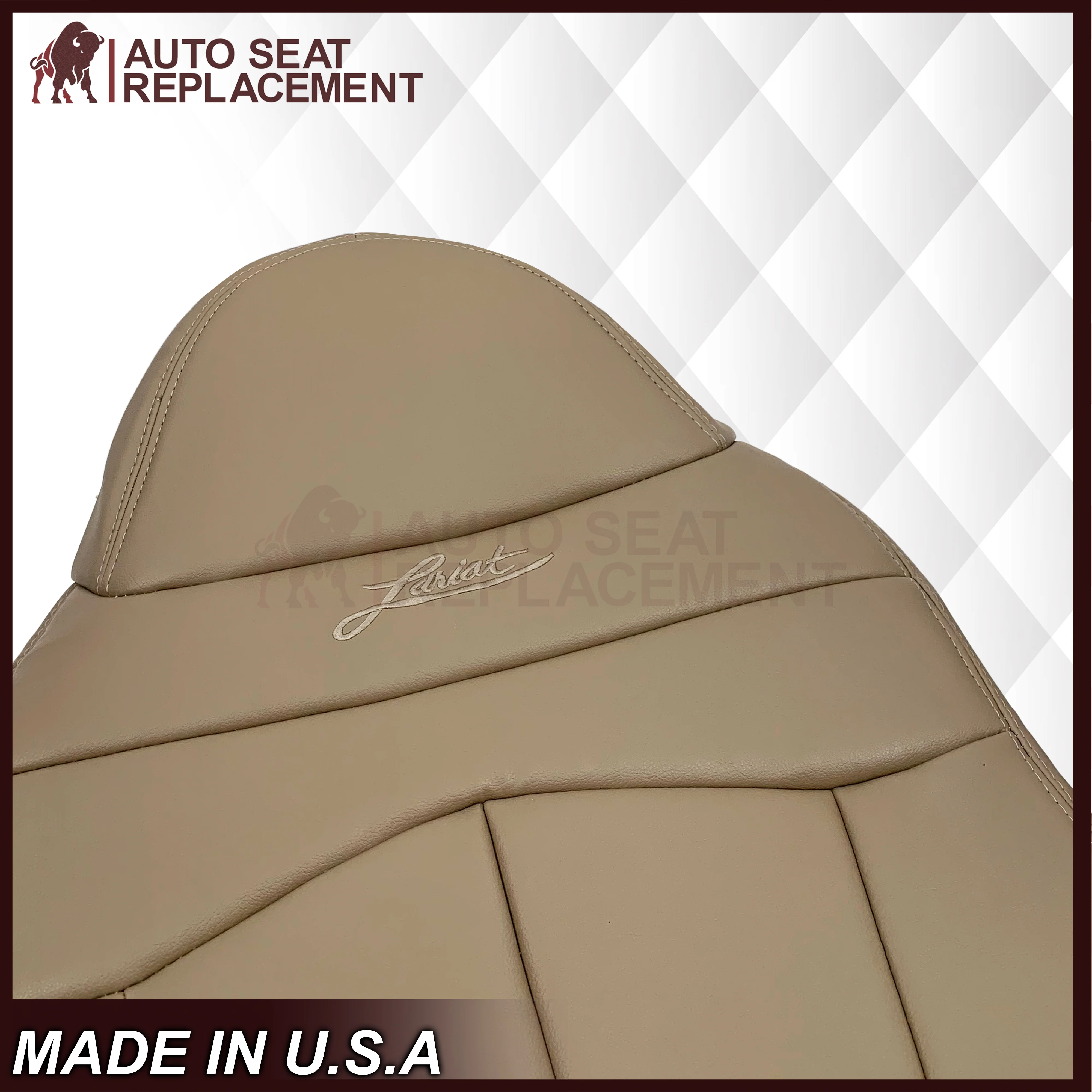 1999-2003 Ford F150 Lariat Replacement Seat Cover in Tan: Choose Leather or Vinyl - Image 11