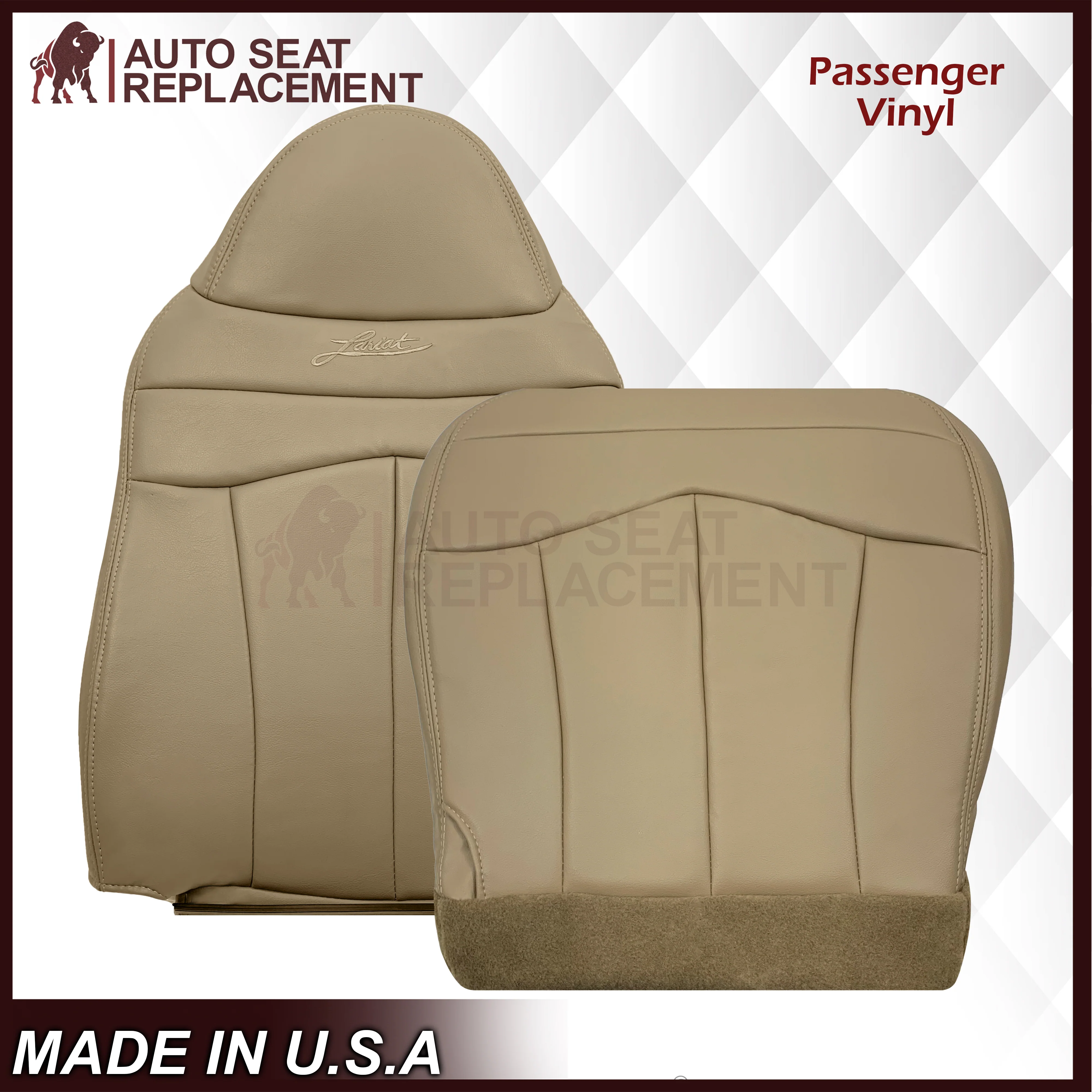 1999-2003 Ford F150 Lariat Replacement Seat Cover in Tan: Choose Leather or Vinyl - Image 15