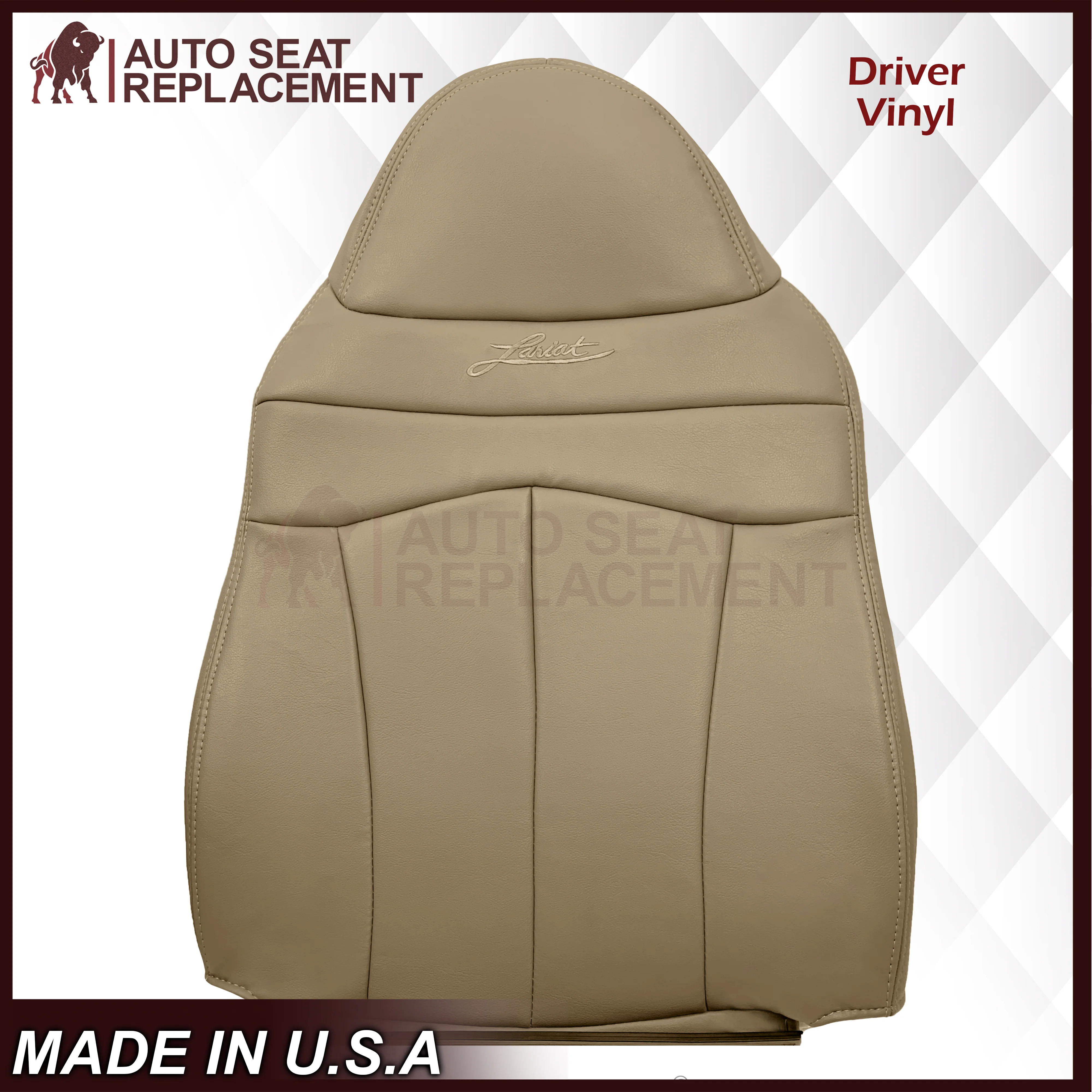 1999-2003 Ford F150 Lariat Replacement Seat Cover in Tan: Choose Leather or Vinyl - Image 17
