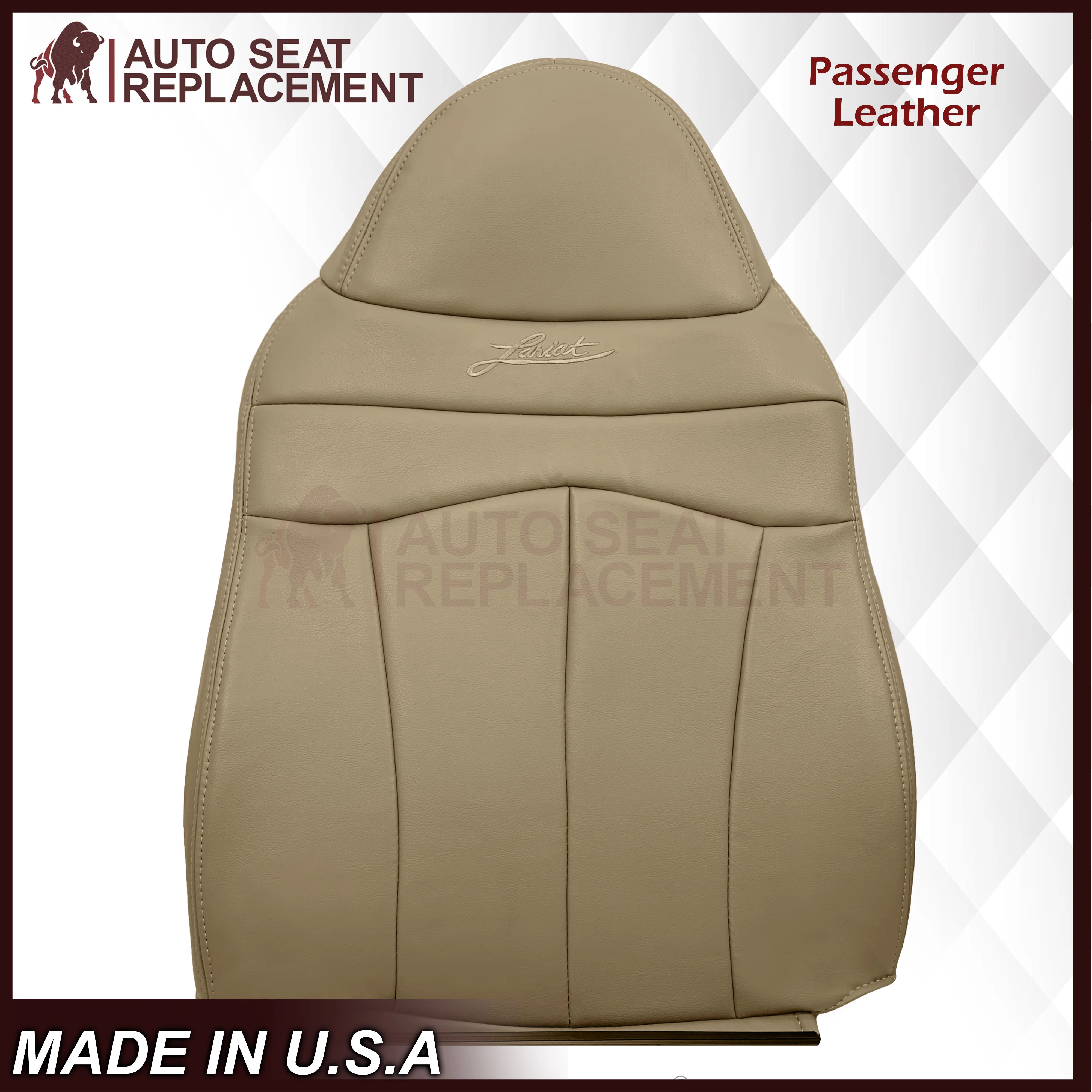 1999-2003 Ford F150 Lariat Replacement Seat Cover in Tan: Choose Leather or Vinyl - Image 19
