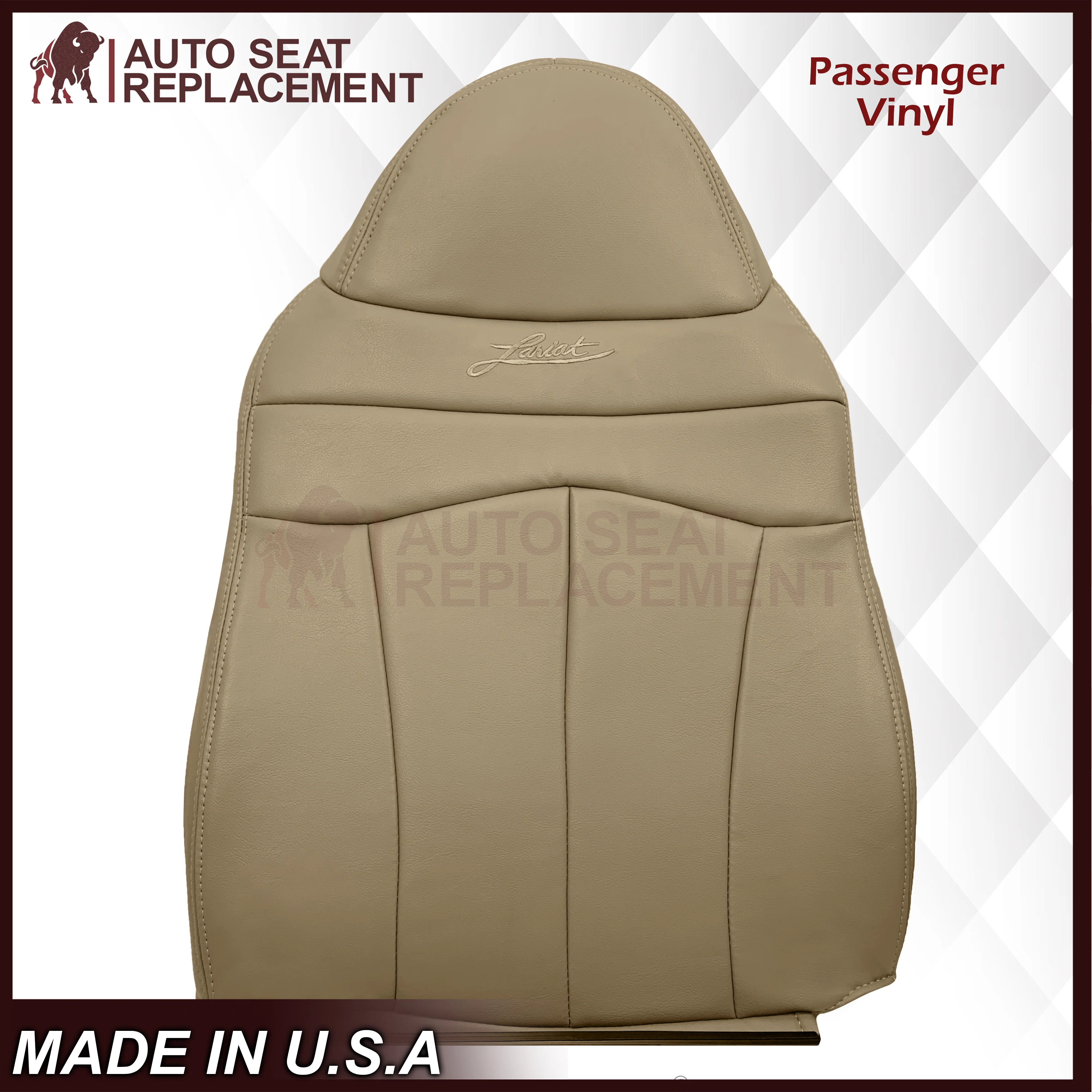 1999-2003 Ford F150 Lariat Replacement Seat Cover in Tan: Choose Leather or Vinyl - Image 25
