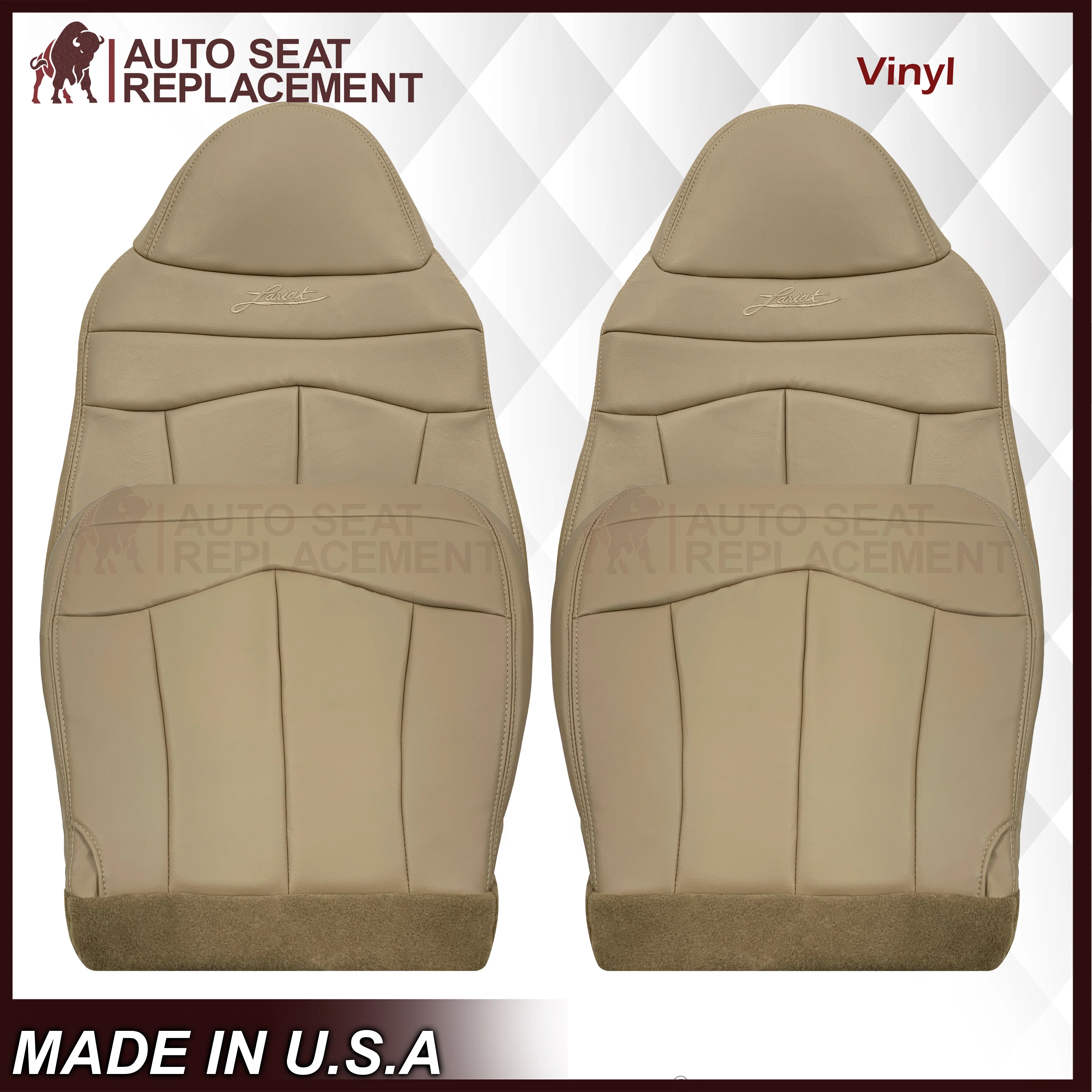 1999-2003 Ford F150 Lariat Replacement Seat Cover in Tan: Choose Leather or Vinyl - Image 26