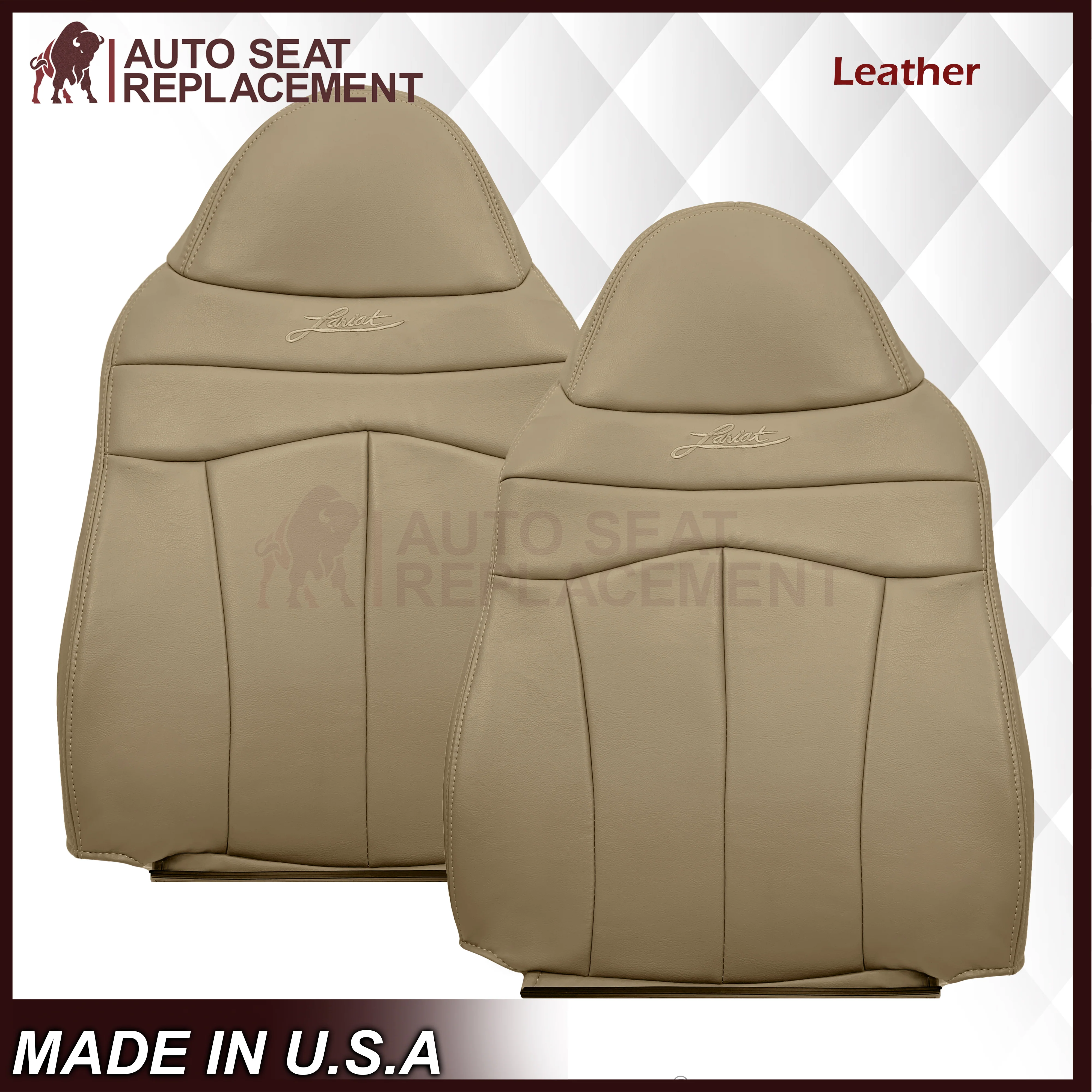 1999-2003 Ford F150 Lariat Replacement Seat Cover in Tan: Choose Leather or Vinyl - Image 27