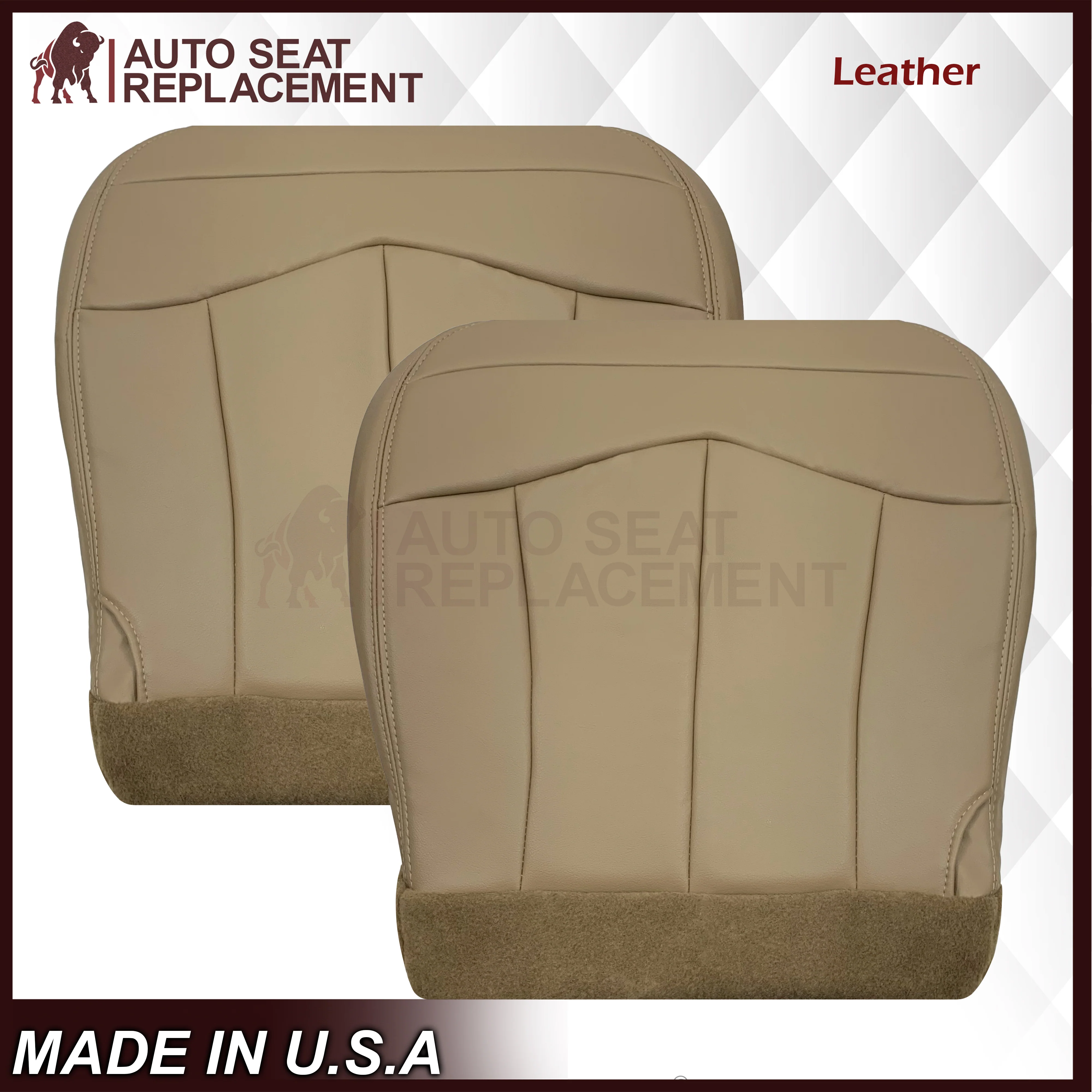 1999-2003 Ford F150 Lariat Replacement Seat Cover in Tan: Choose Leather or Vinyl - Image 9
