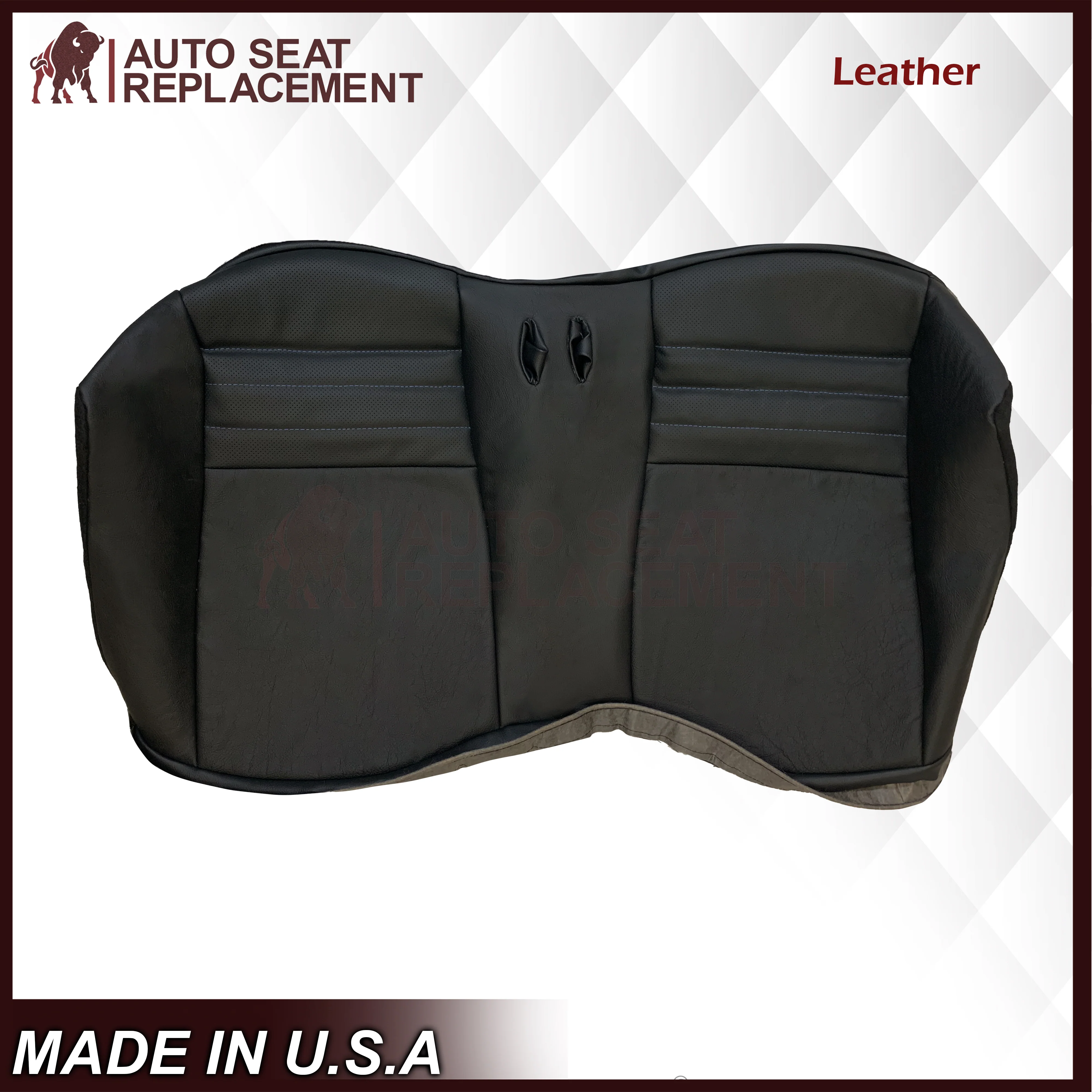 1999-2004 Ford Mustang GT Convertible Custom Blue Stitching Front & Second Row Seat Covers in Dark Charcoal Black: Choose From Variation - Image 19