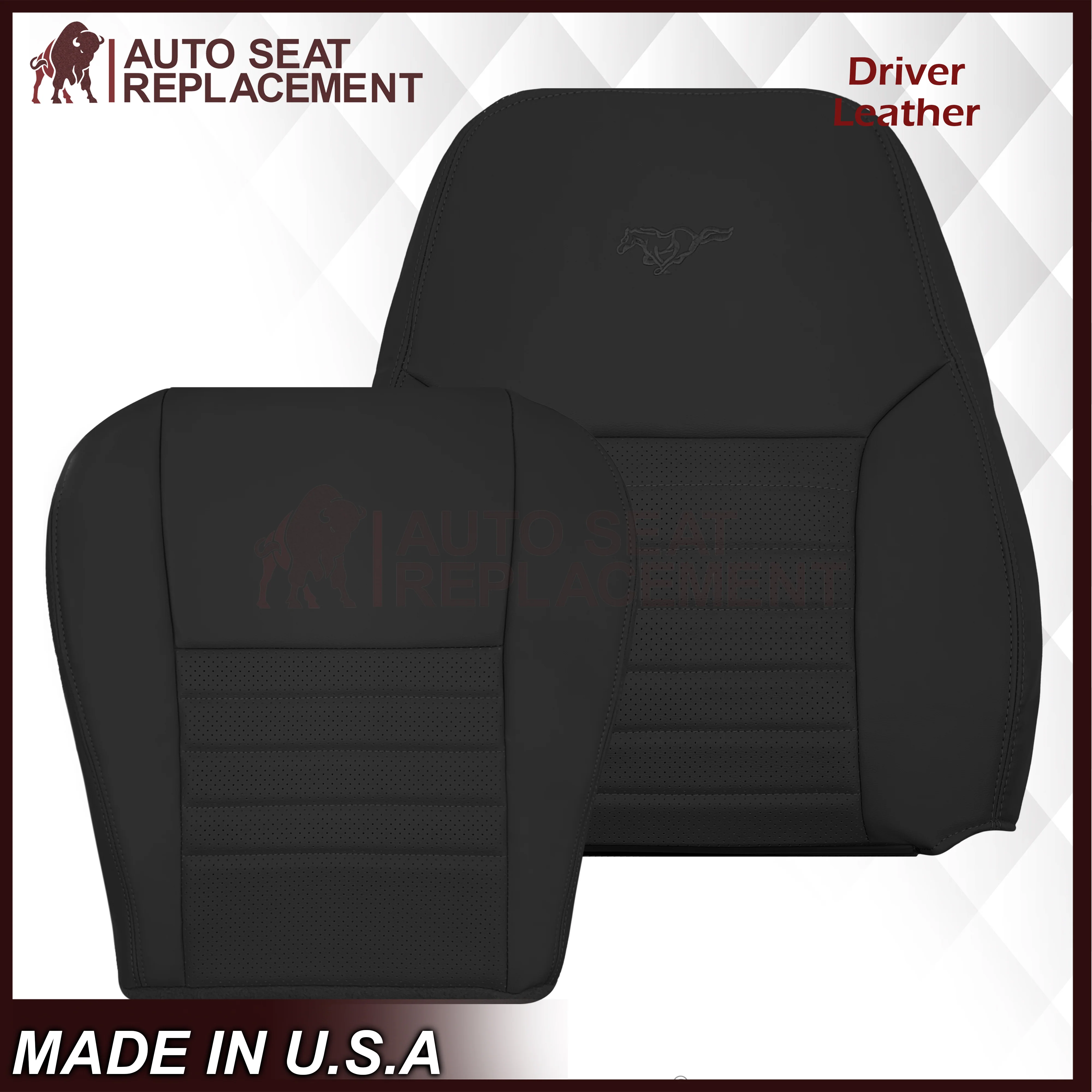 1999-2004 Ford Mustang GT Convertible Replacement Seat Cover in Dark Charcoal Black: Choose From Variation - Image 18