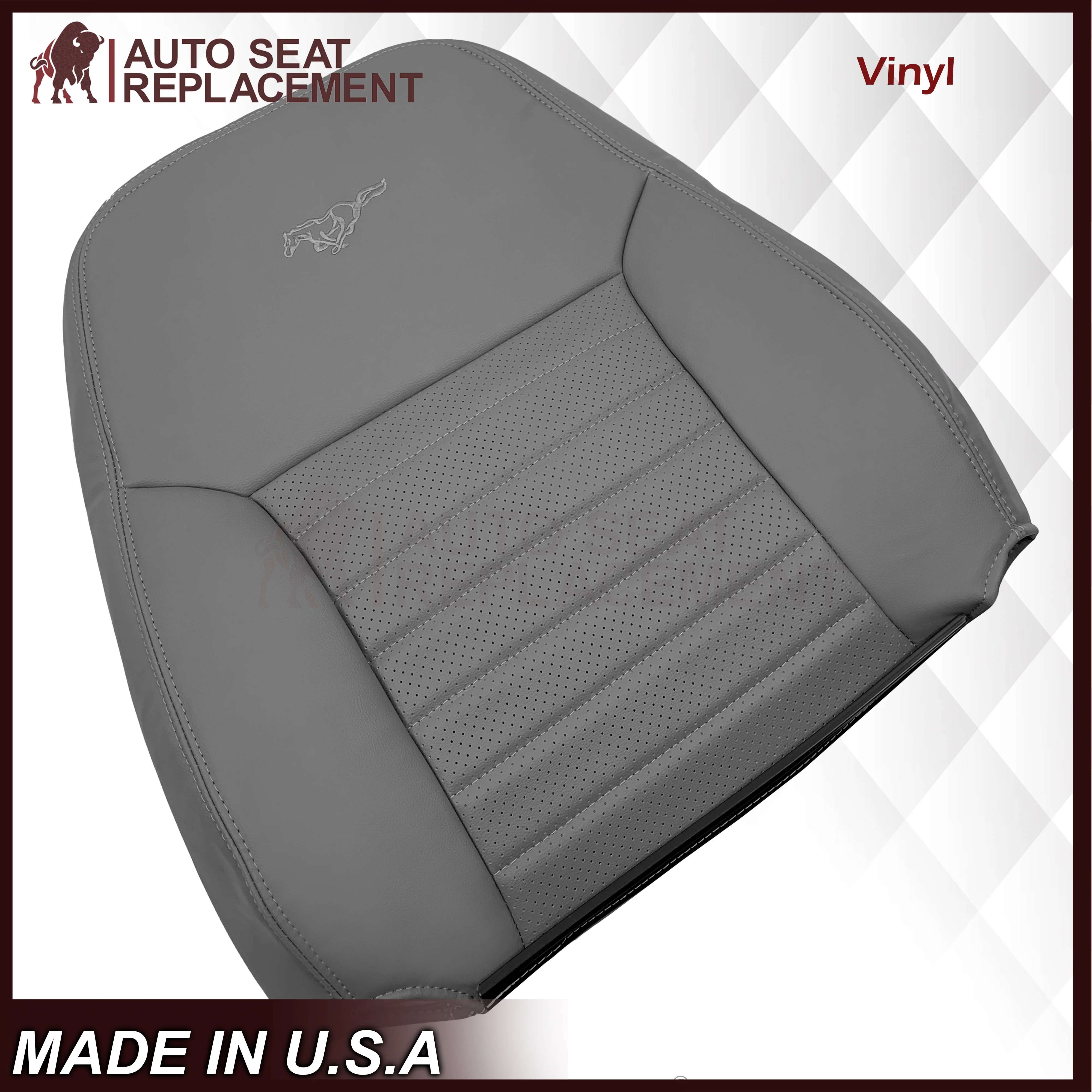 1999-2004 Ford Mustang GT V8 Replacement Cowhide Leather OR Synthetic Leather Seat Cover: Gray, Perforated - Image 29