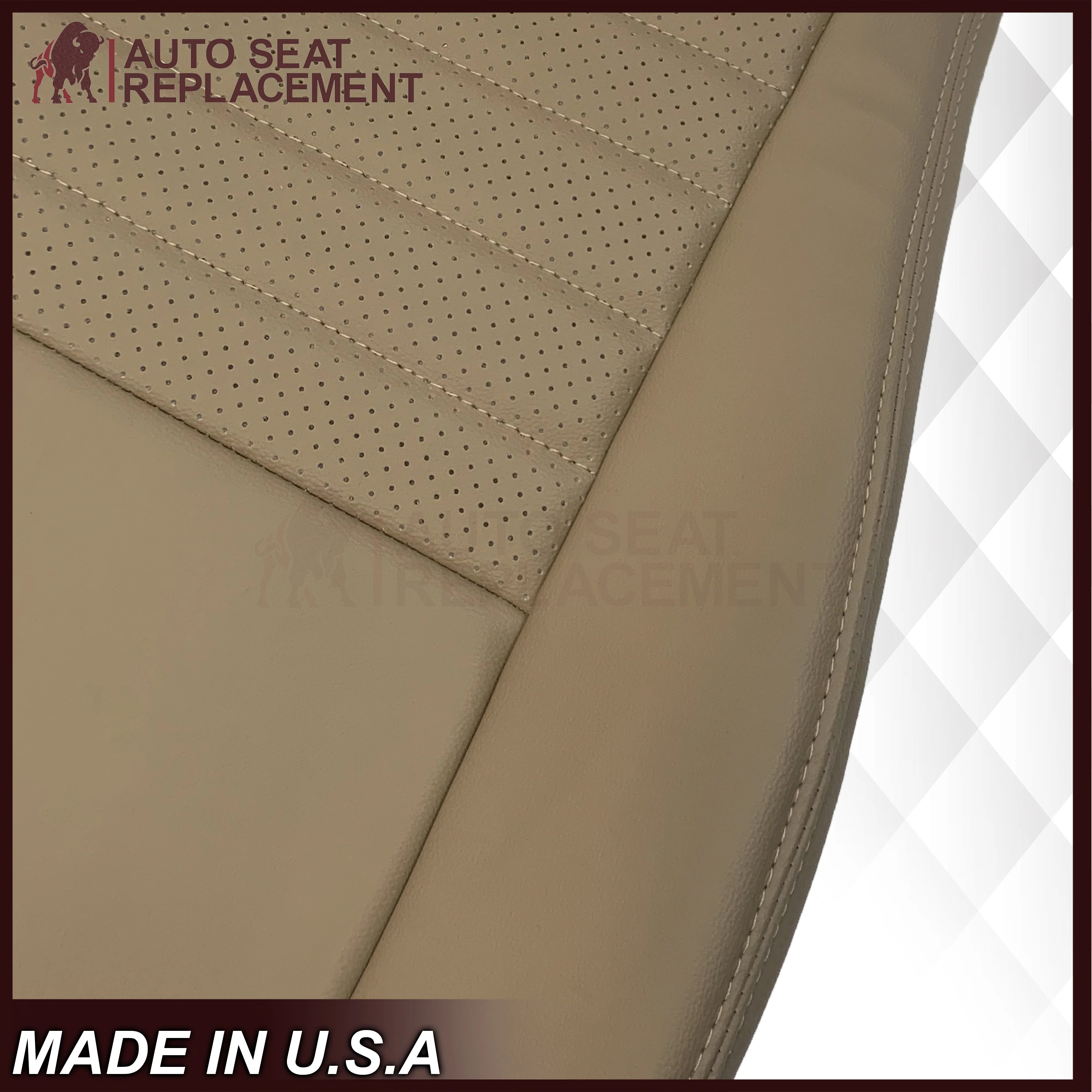 1999-2004 Ford Mustang GT V8 Replacement Cowhide Leather OR Synthetic Leather Seat Cover: Tan, Perforated - Image 2