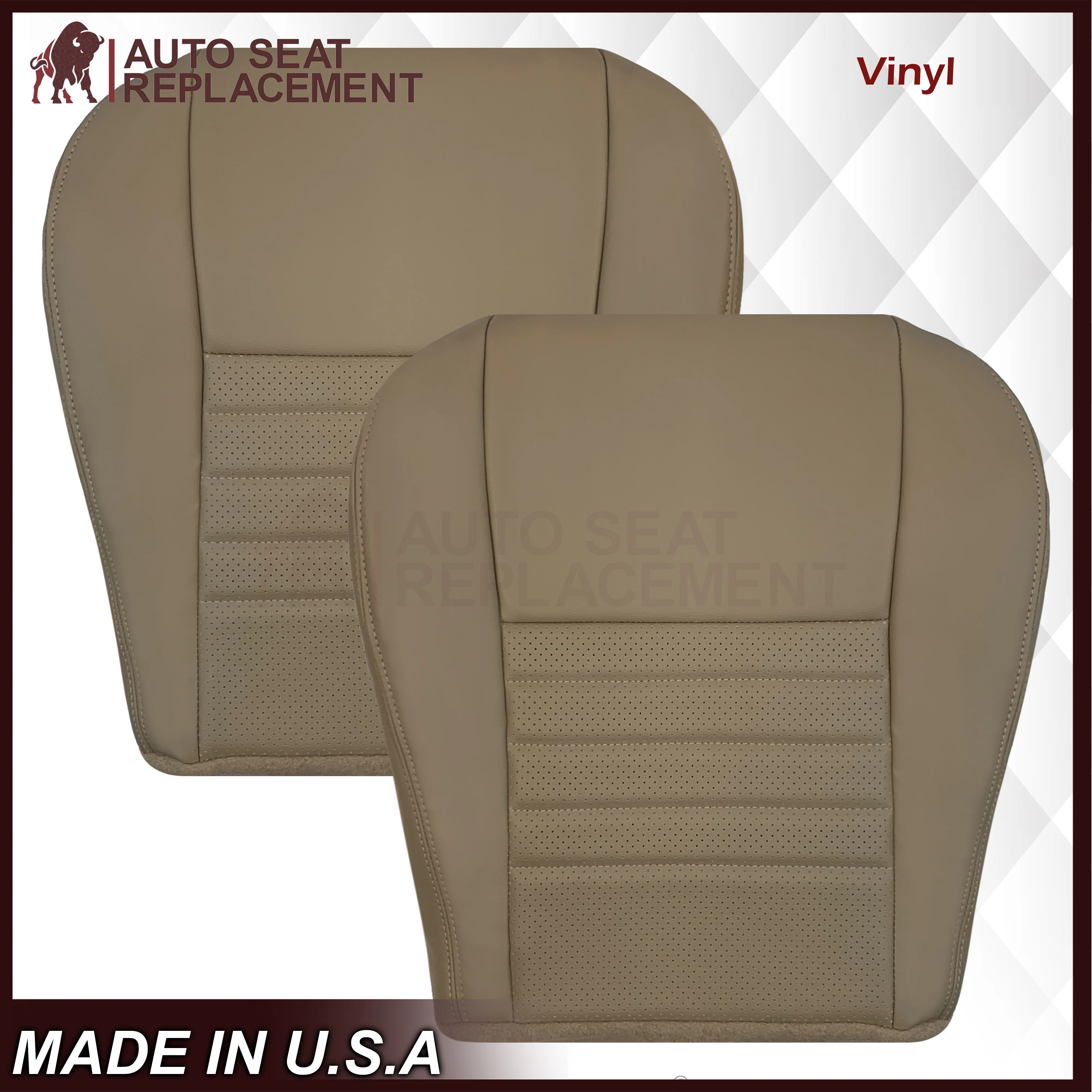 1999-2004 Ford Mustang GT V8 Replacement Cowhide Leather OR Synthetic Leather Seat Cover: Tan, Perforated - Image 32