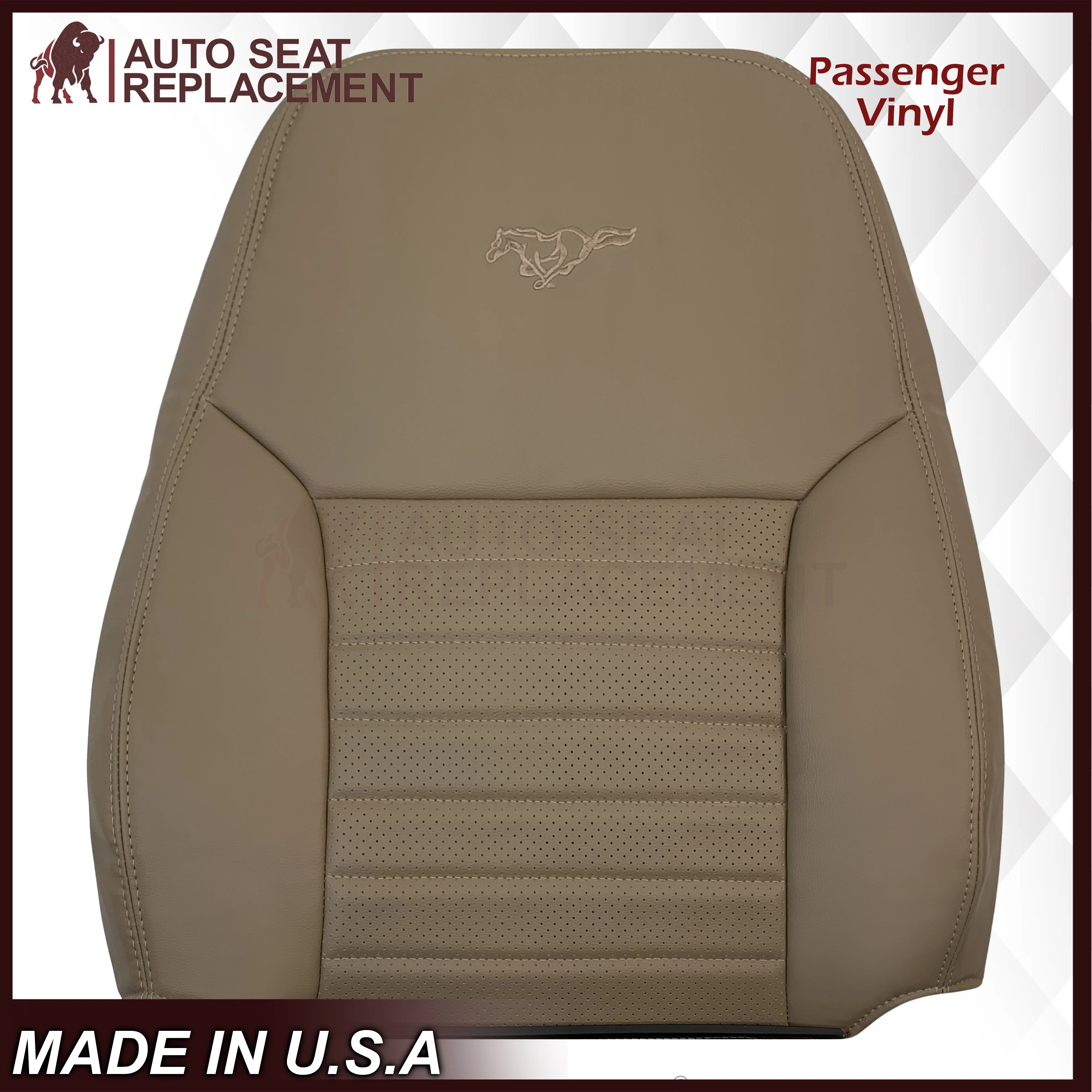 1999-2004 Ford Mustang GT V8 Replacement Cowhide Leather OR Synthetic Leather Seat Cover: Tan, Perforated - Image 36
