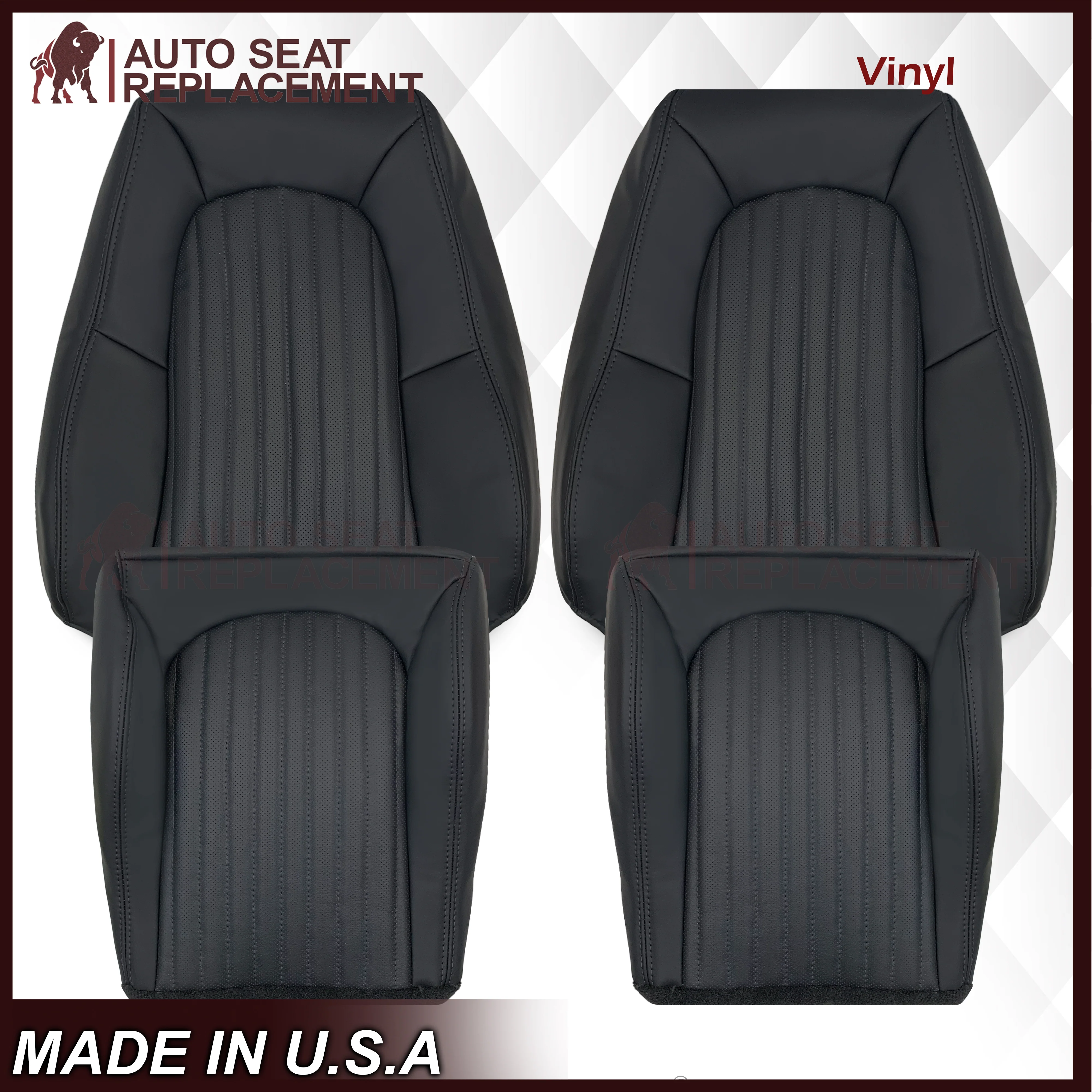 1999-2004 Ford Mustang V6/GT 2001 Bullitt Replacement Seat Covers In Ebony Black - Image 27