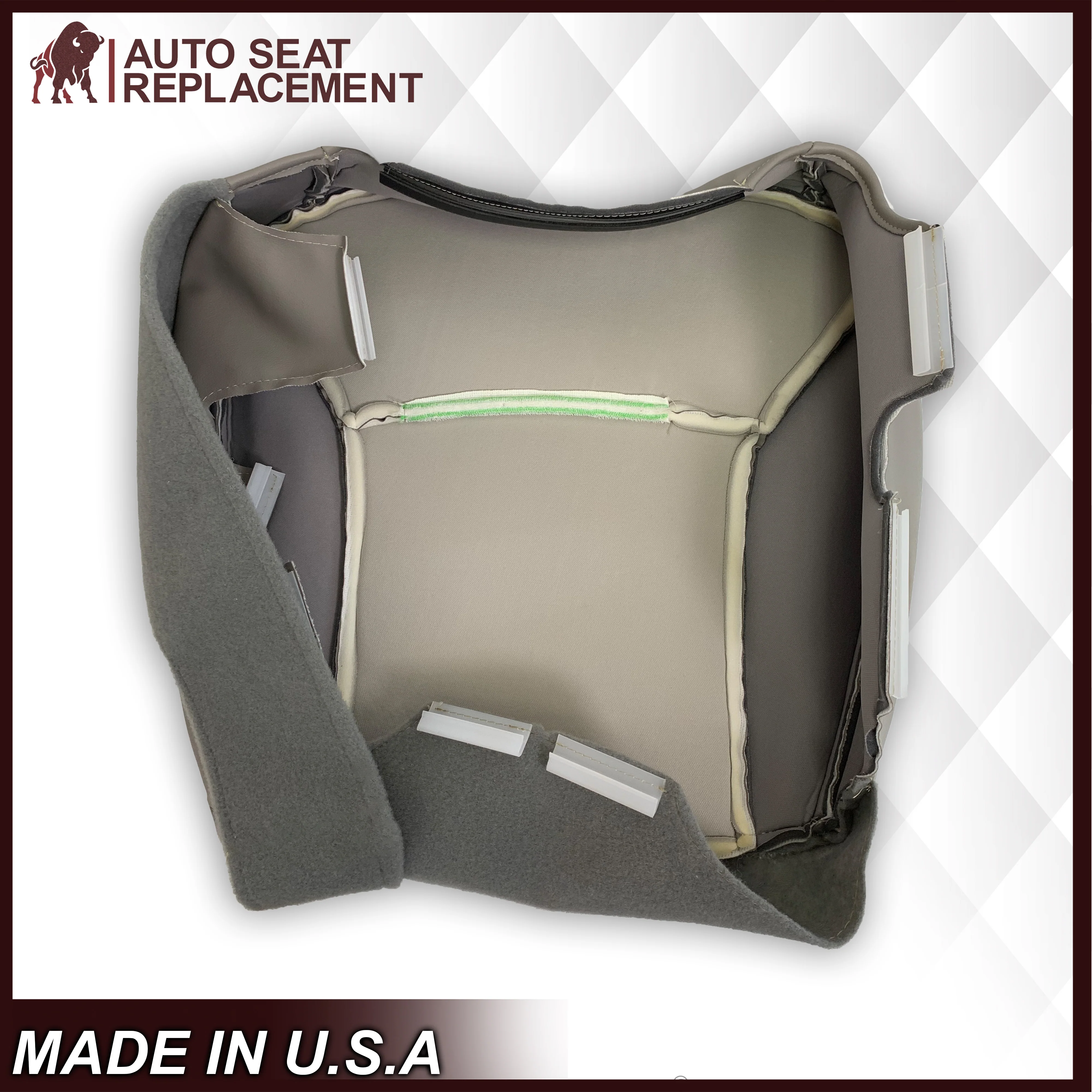 2000-2002 Ford E-Series Econoline Van E150 E250 E350 E450 Replacement Vinyl Seat Cover In SOLID Gray - Image 3