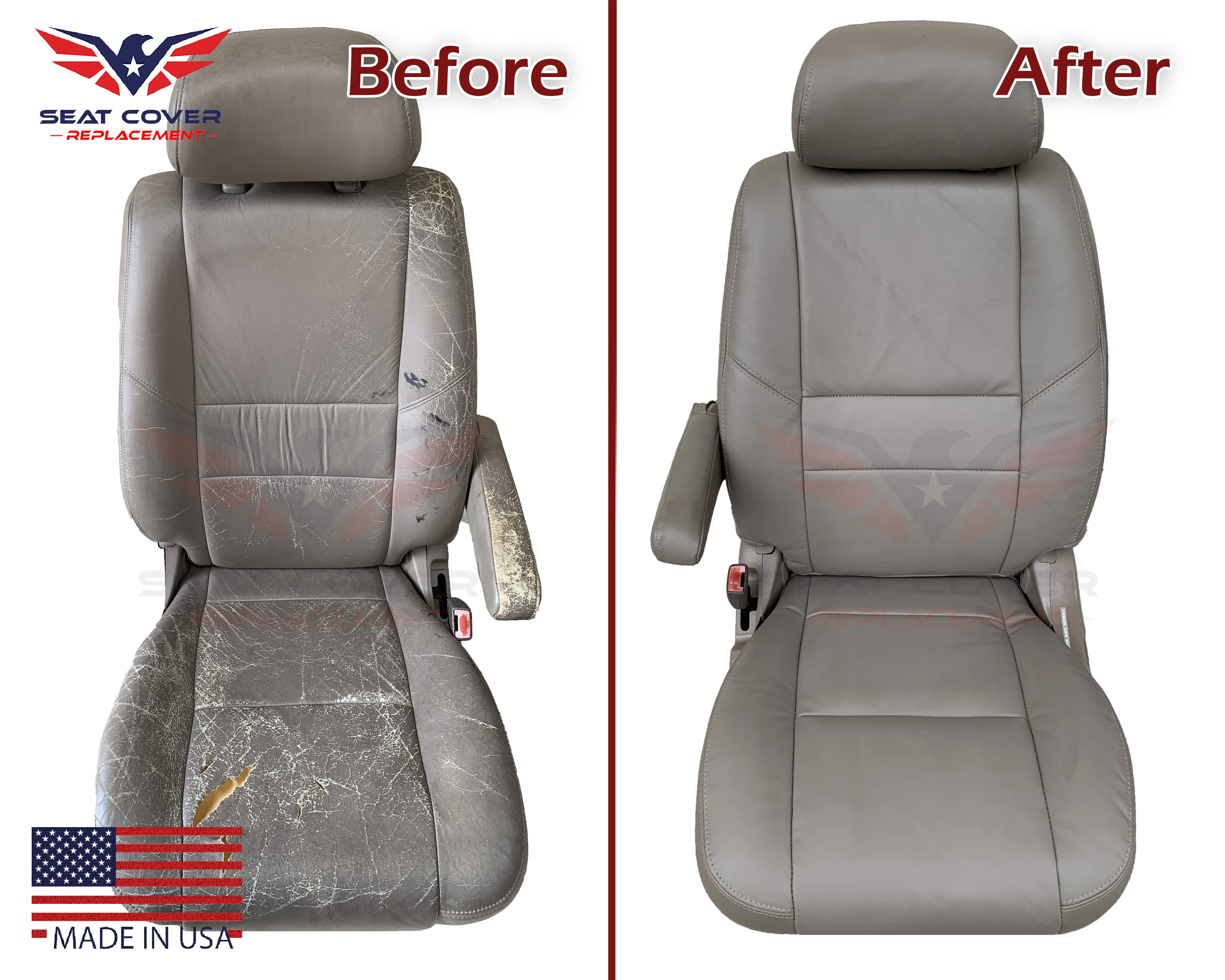 2000 - 2004 Toyota Tundra Driver OR Passenger Side Top and Bottom Replacement Seat Covers In Tan: Choose your material - Image 24
