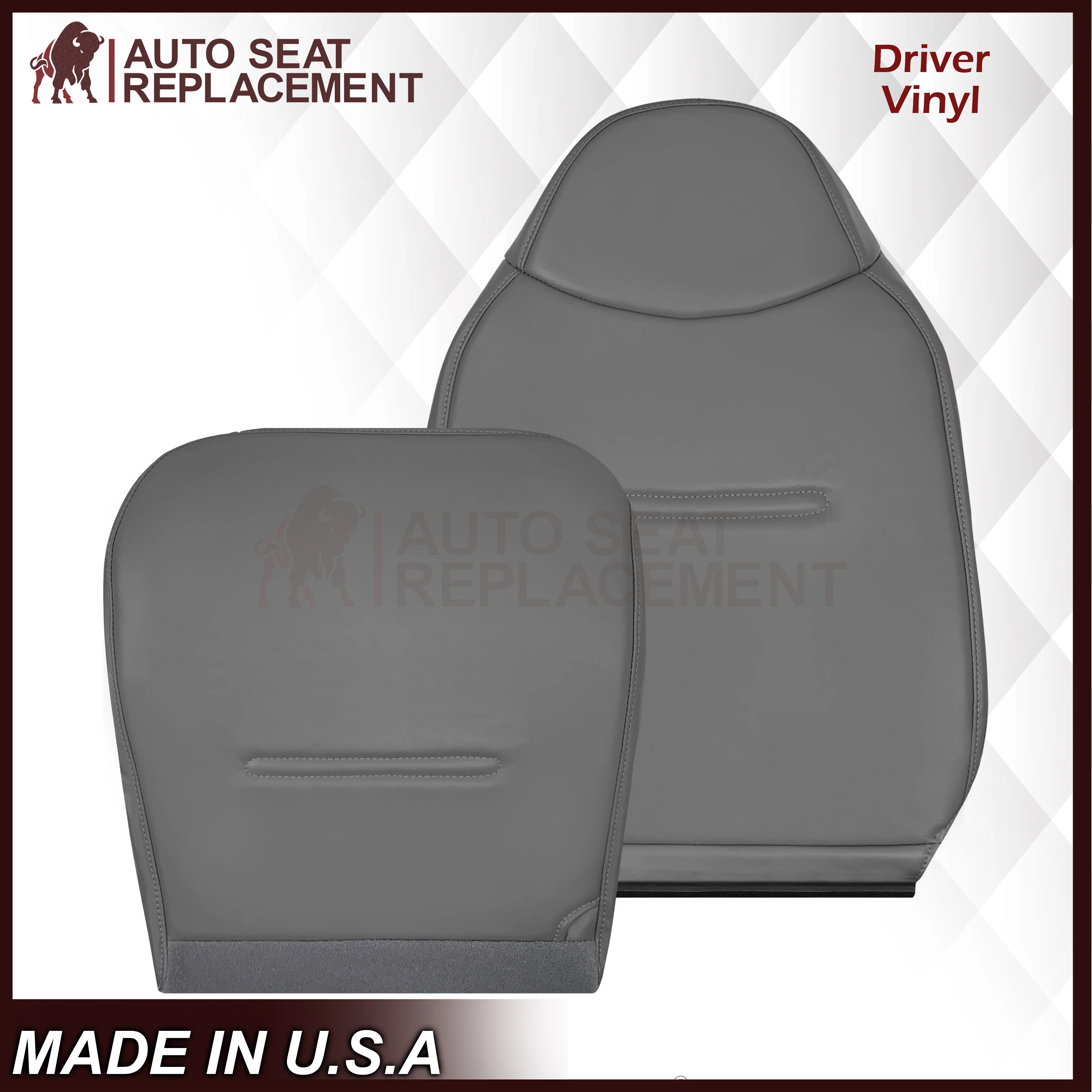 2001 - 2007 Ford F250 F350 F450 F550 Work Truck Super Duty XL Replacement Seat Covers in Gray Vinyl - Image 10
