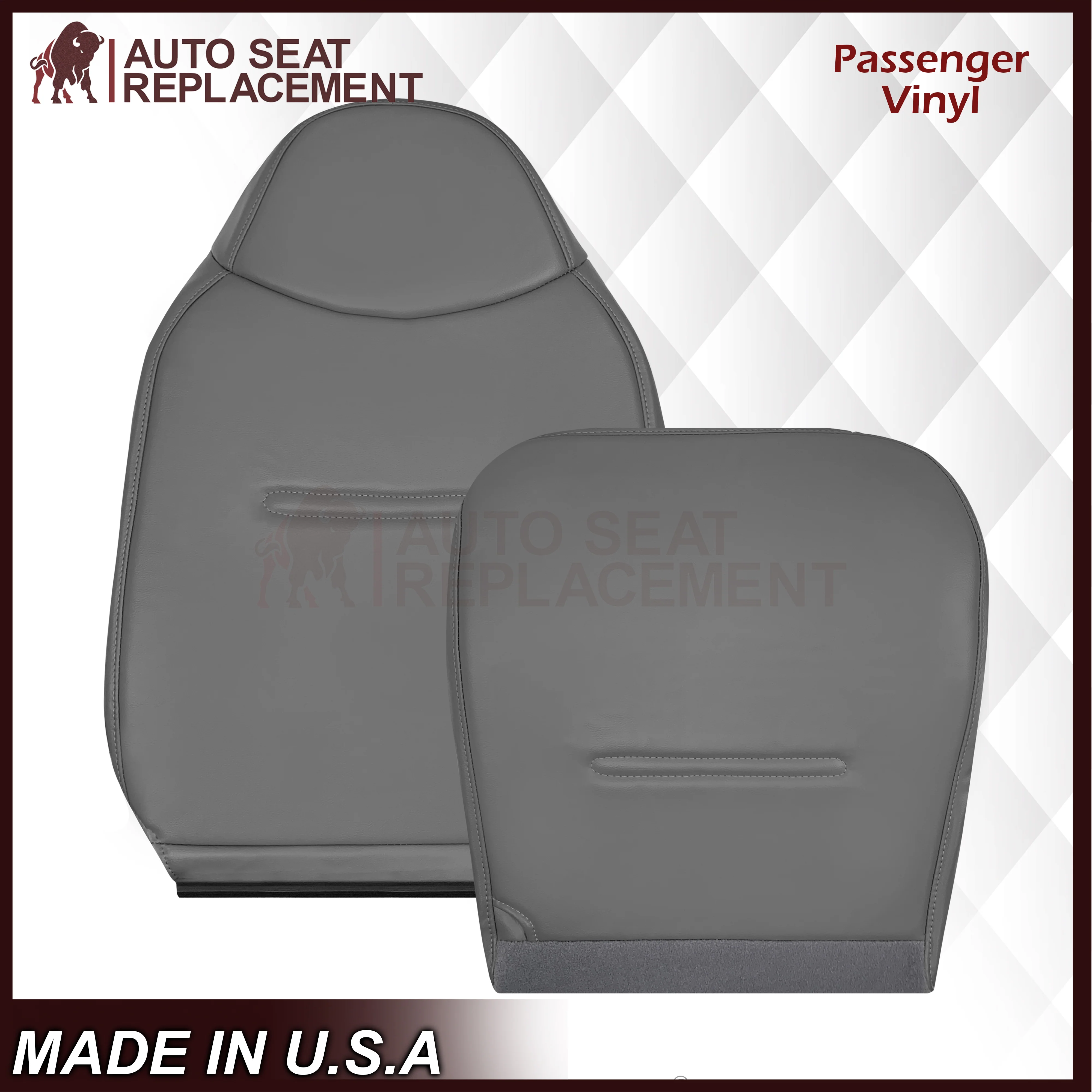 2001 - 2007 Ford F250 F350 F450 F550 Work Truck Super Duty XL Replacement Seat Covers in Gray Vinyl - Image 12