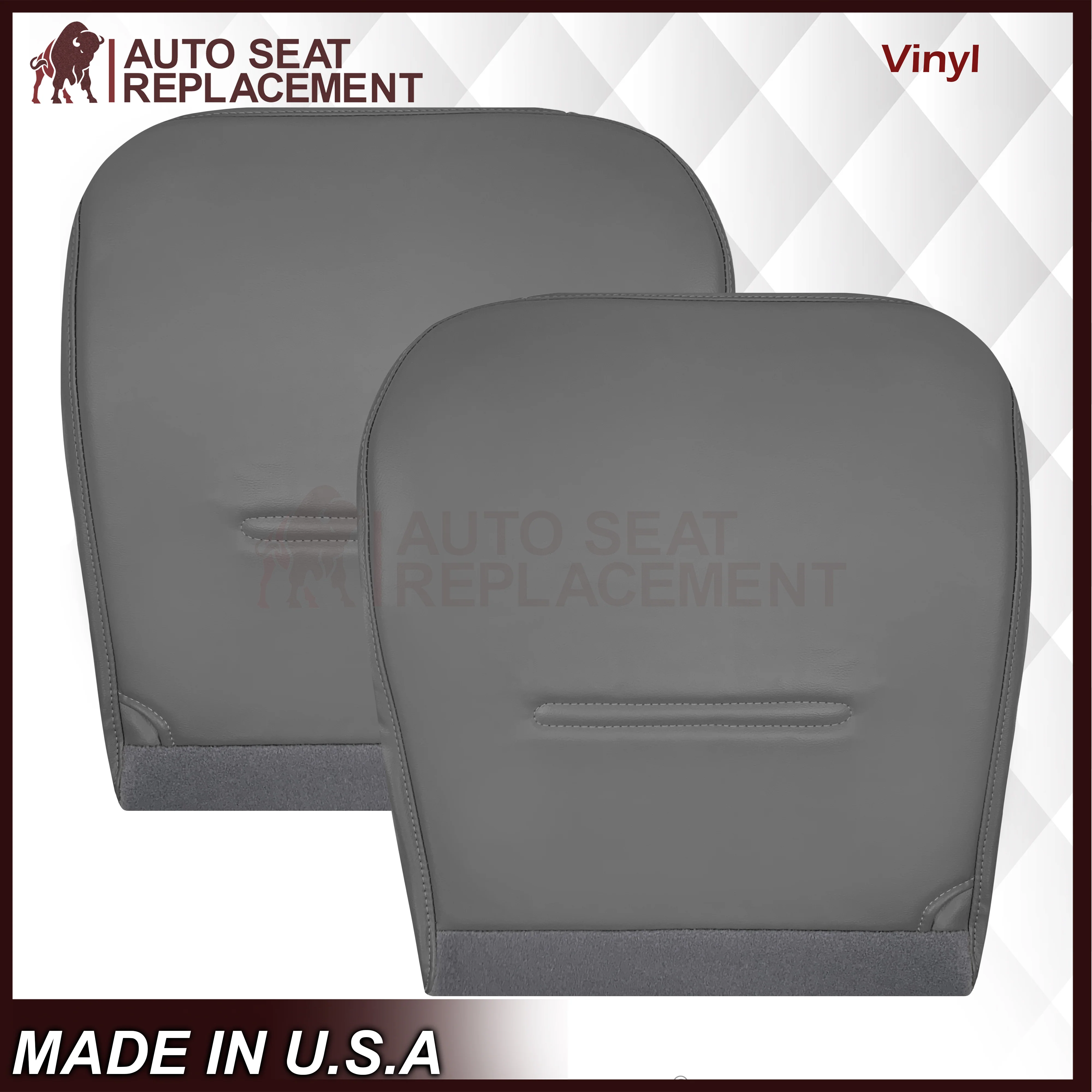 2001 - 2007 Ford F250 F350 F450 F550 Work Truck Super Duty XL Replacement Seat Covers in Gray Vinyl - Image 9