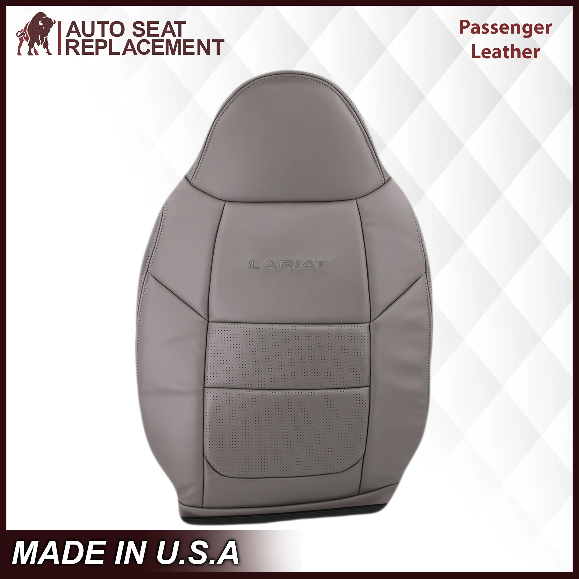 2001 Ford F250 F350 Lariat Perforated Seat Cover in Gray: Choose Leather or Vinyl - Image 12