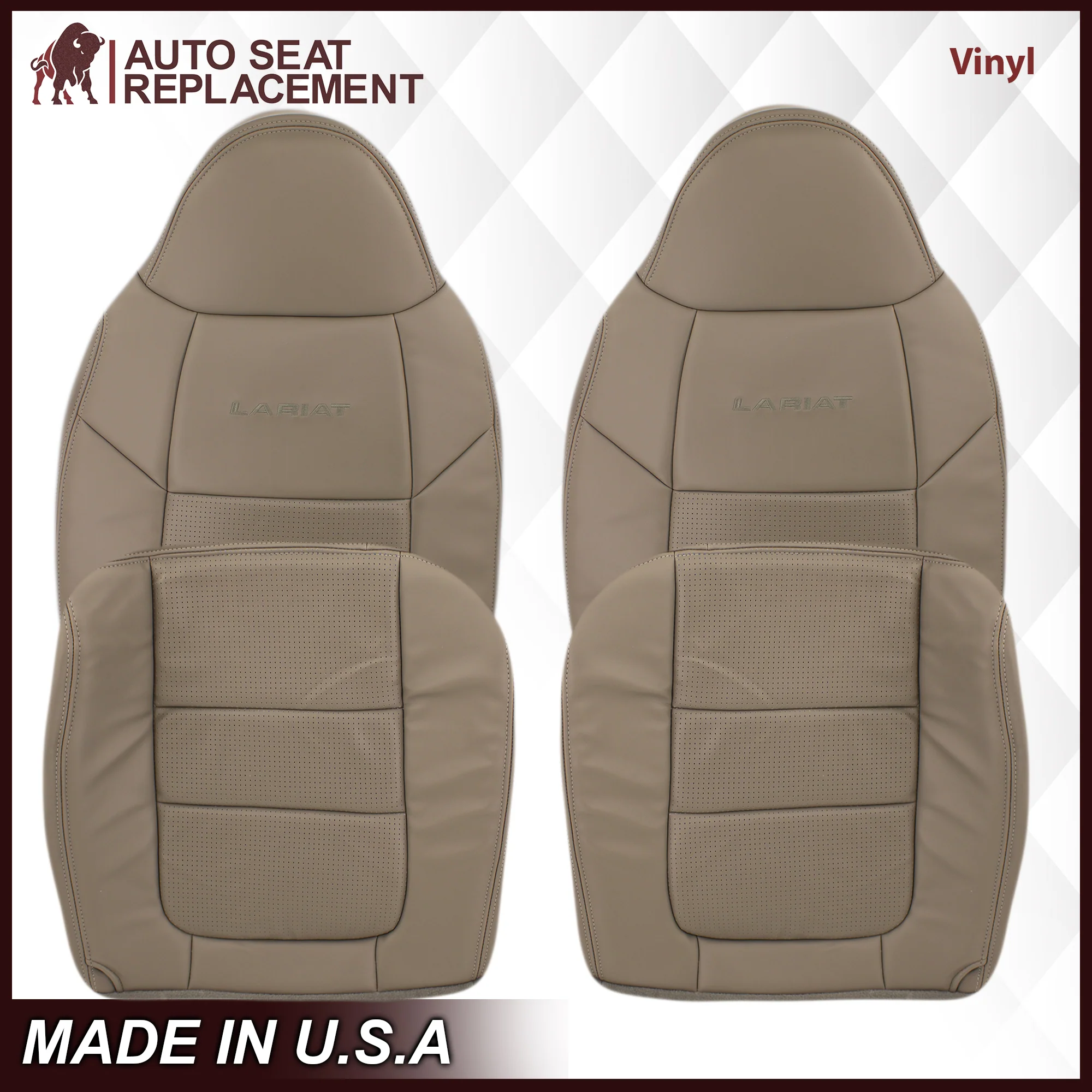 2001 Ford F250 F350 Lariat Perforated Seat Cover in Tan: Choose Leather or Vinyl - Image 19