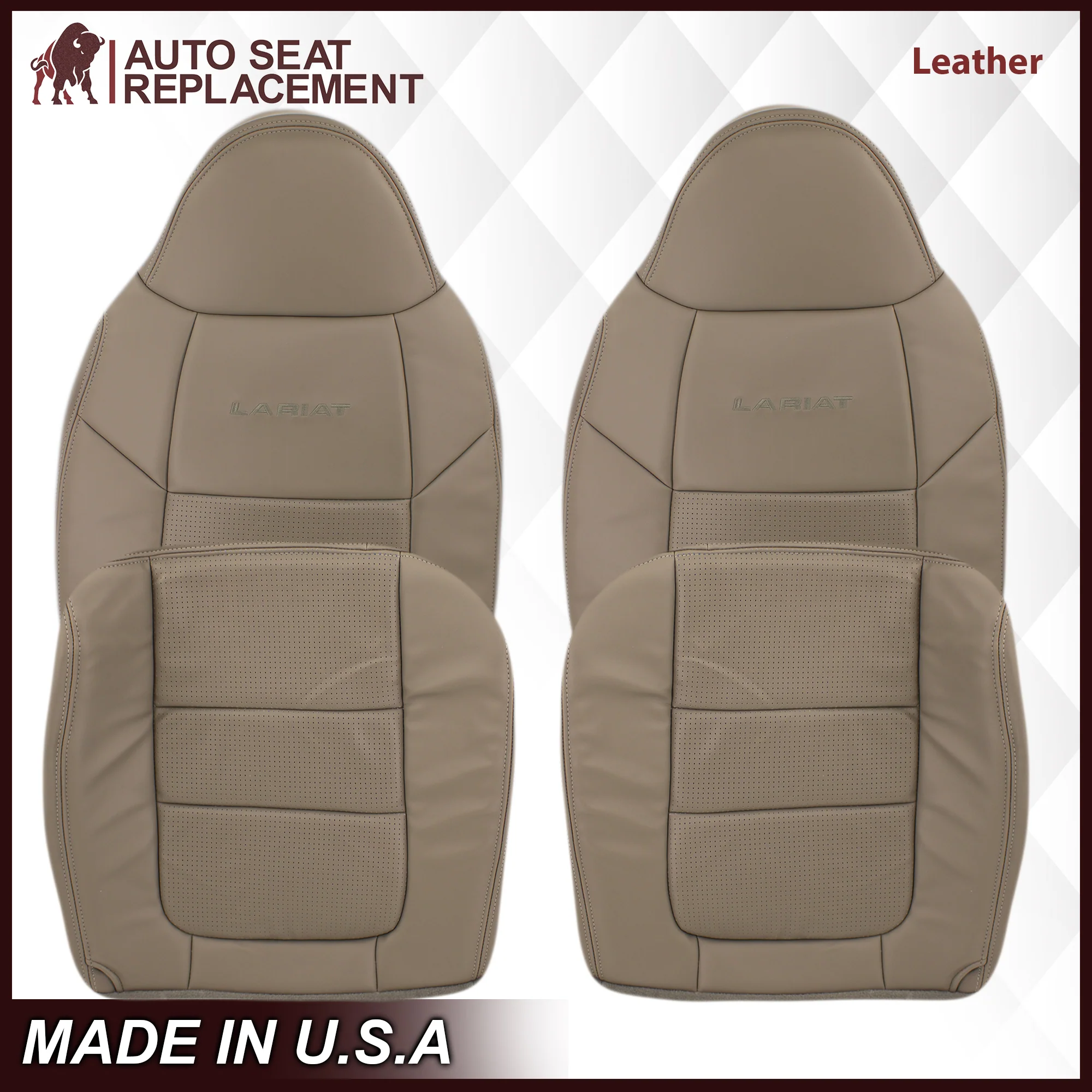 2001 Ford F250 F350 Lariat Perforated Seat Cover in Tan: Choose Leather or Vinyl - Image 20