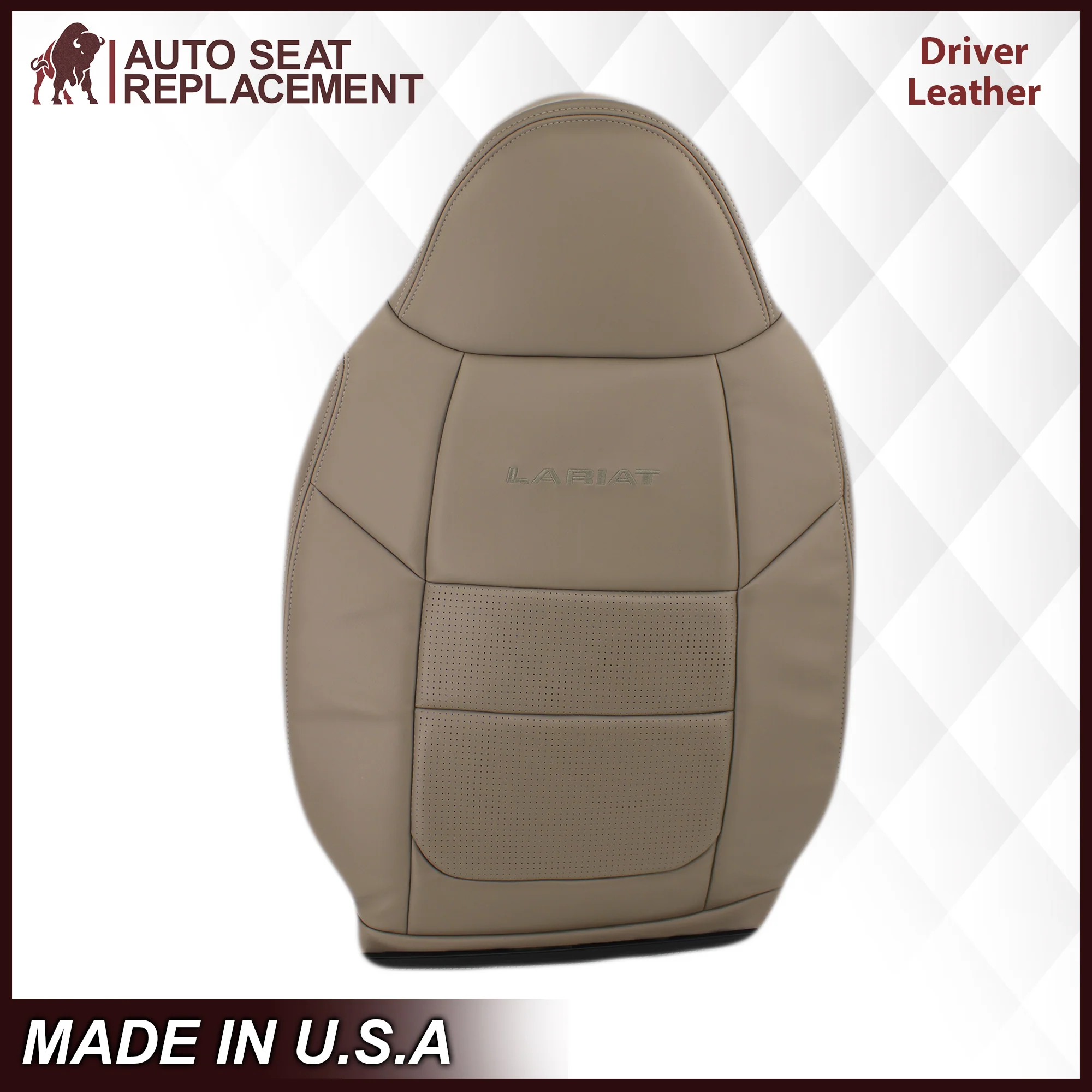 2001 Ford F250 F350 Lariat Perforated Seat Cover in Tan: Choose Leather or Vinyl - Image 6