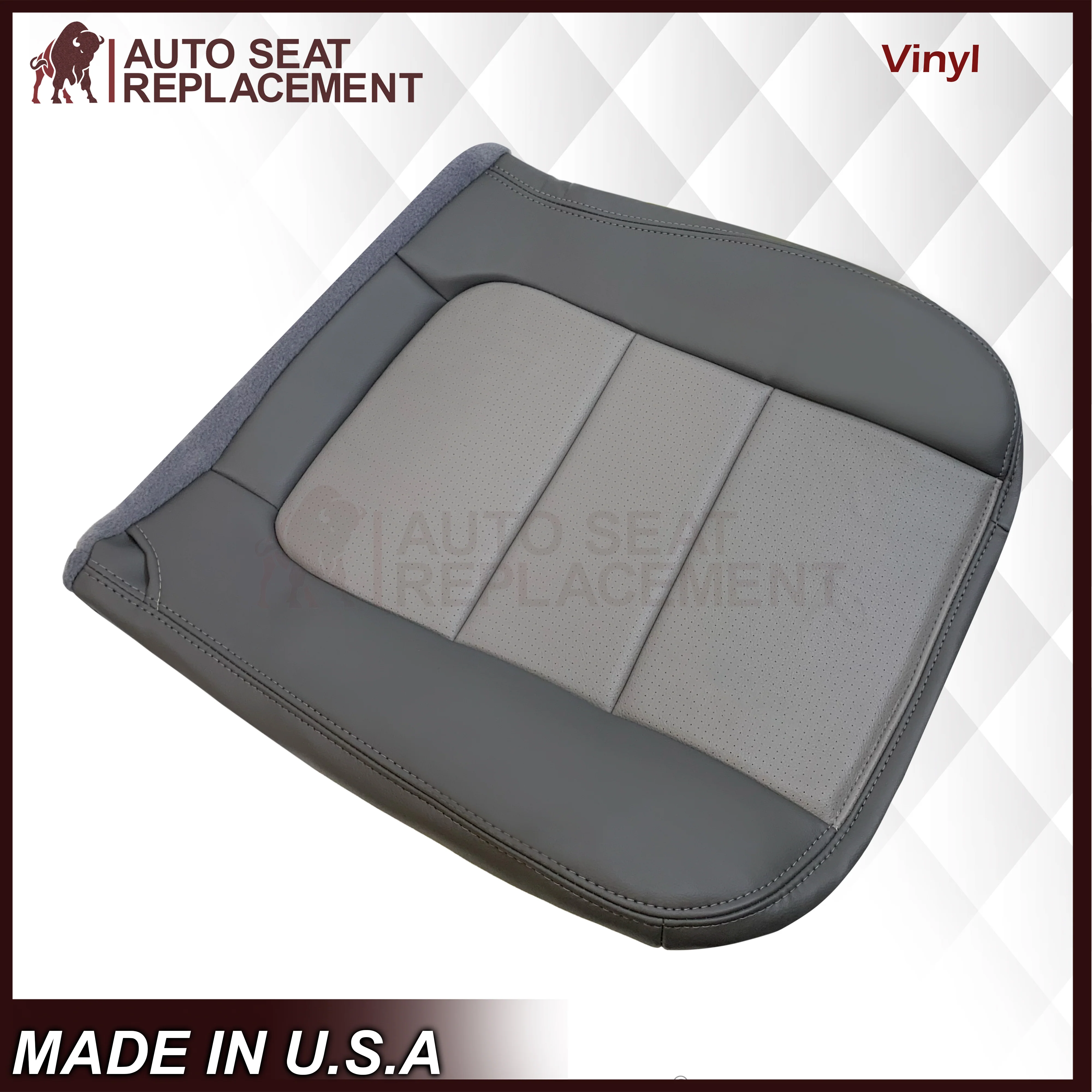 2001 Ford F250 Platinum Edition New Vinyl Replacement Seat Cover in 2-Tone Gray - Image 10