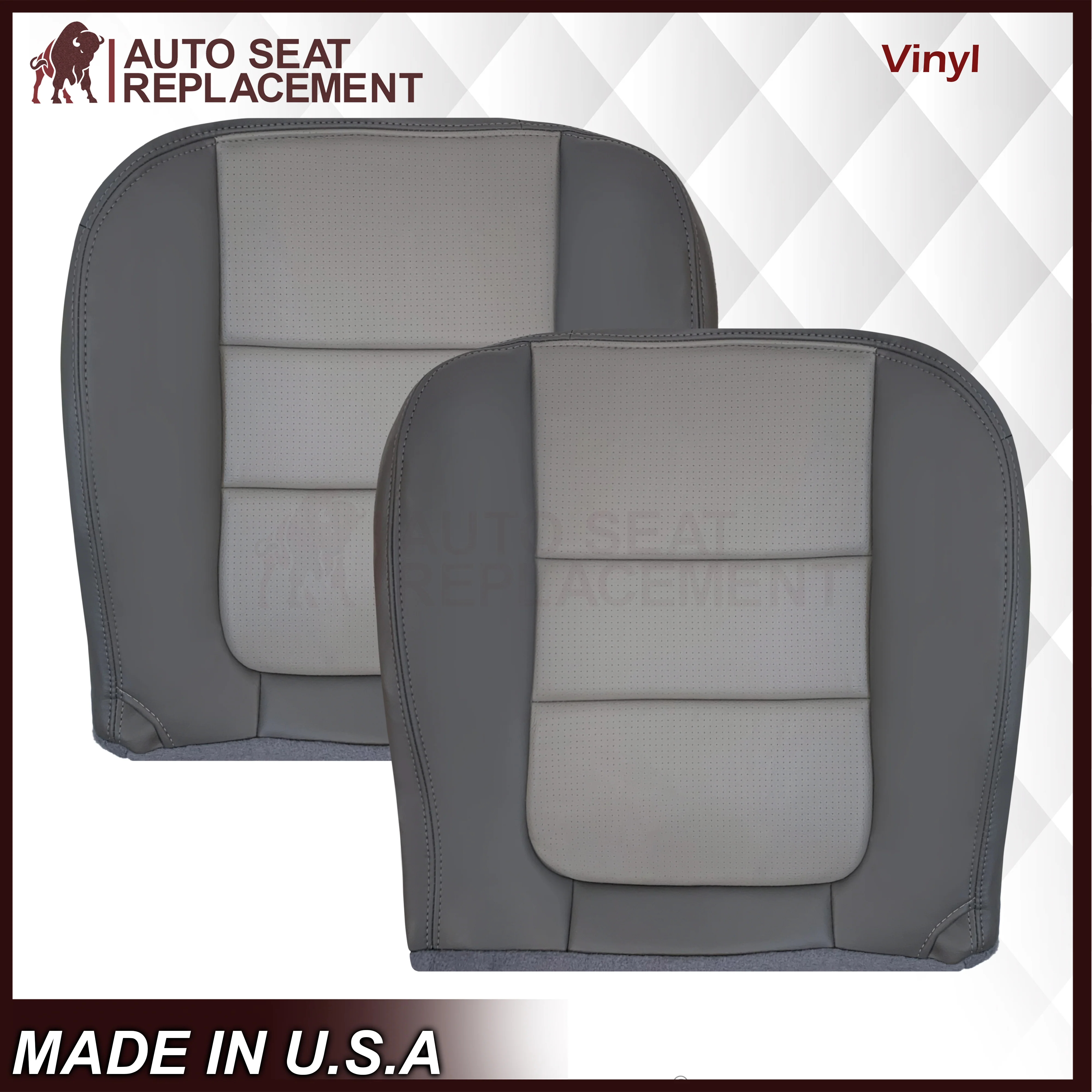 2001 Ford F250 Platinum Edition New Vinyl Replacement Seat Cover in 2-Tone Gray - Image 11