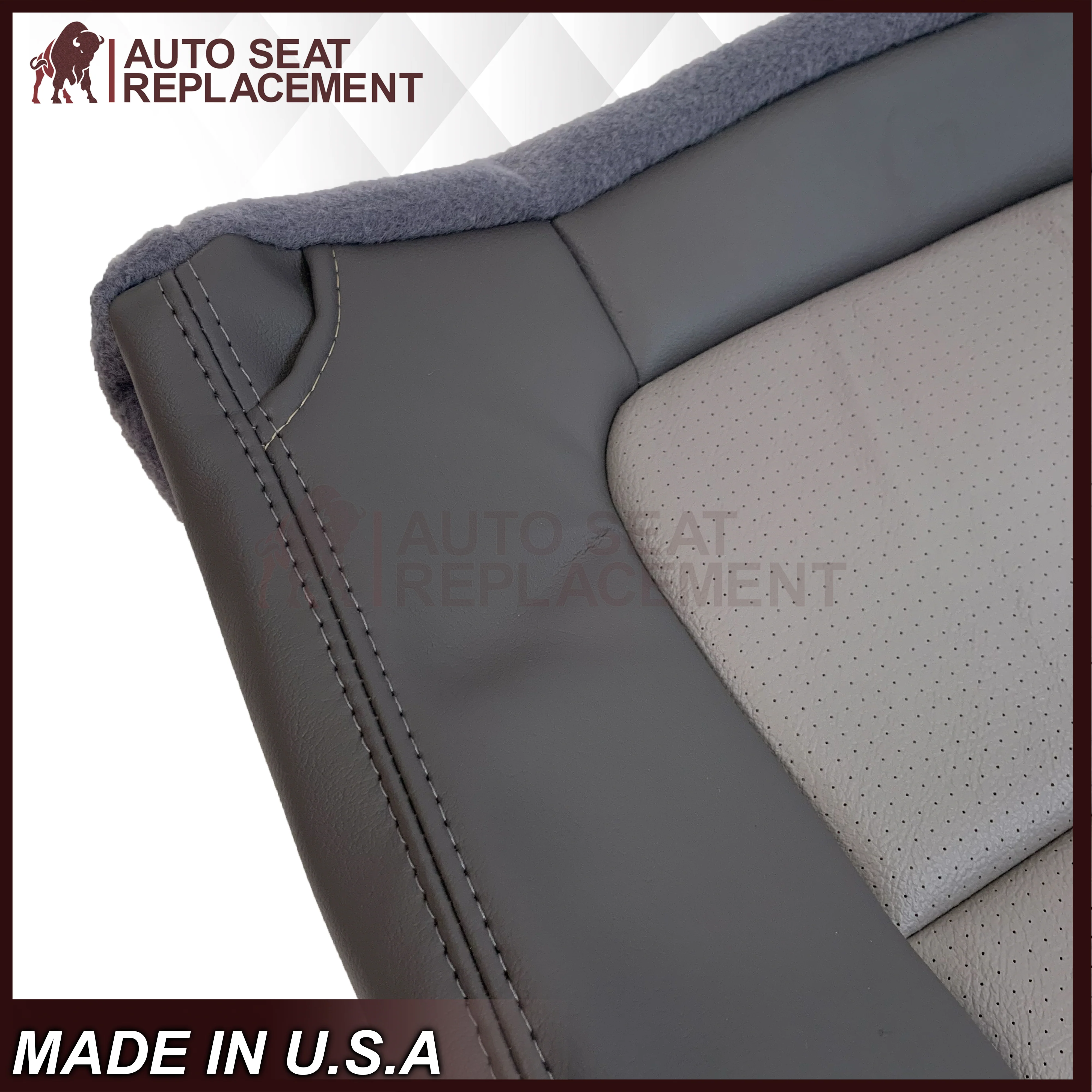 2001 Ford F250 Platinum Edition New Vinyl Replacement Seat Cover in 2-Tone Gray - Image 12