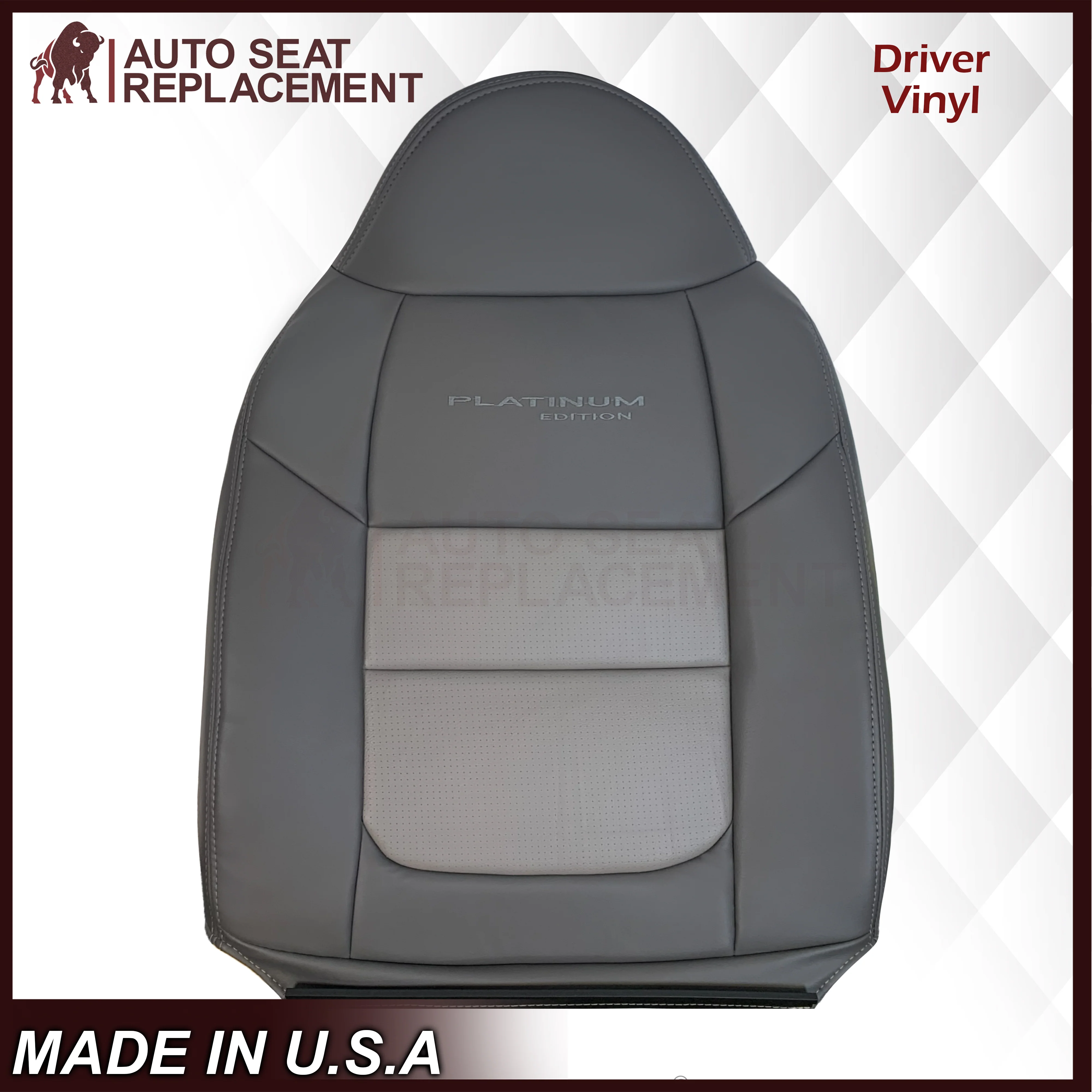 2001 Ford F250 Platinum Edition New Vinyl Replacement Seat Cover in 2-Tone Gray - Image 17