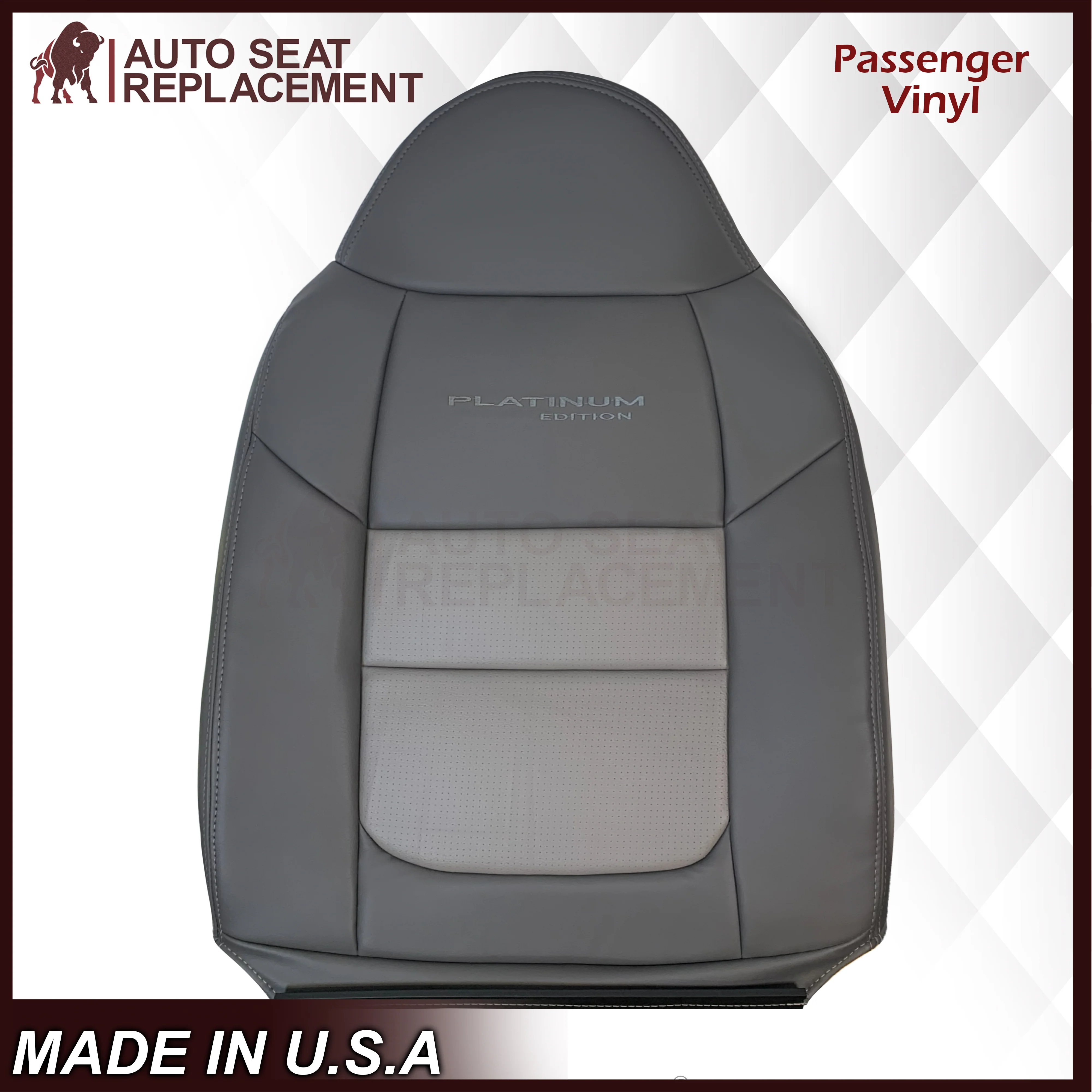 2001 Ford F250 Platinum Edition New Vinyl Replacement Seat Cover in 2-Tone Gray - Image 19