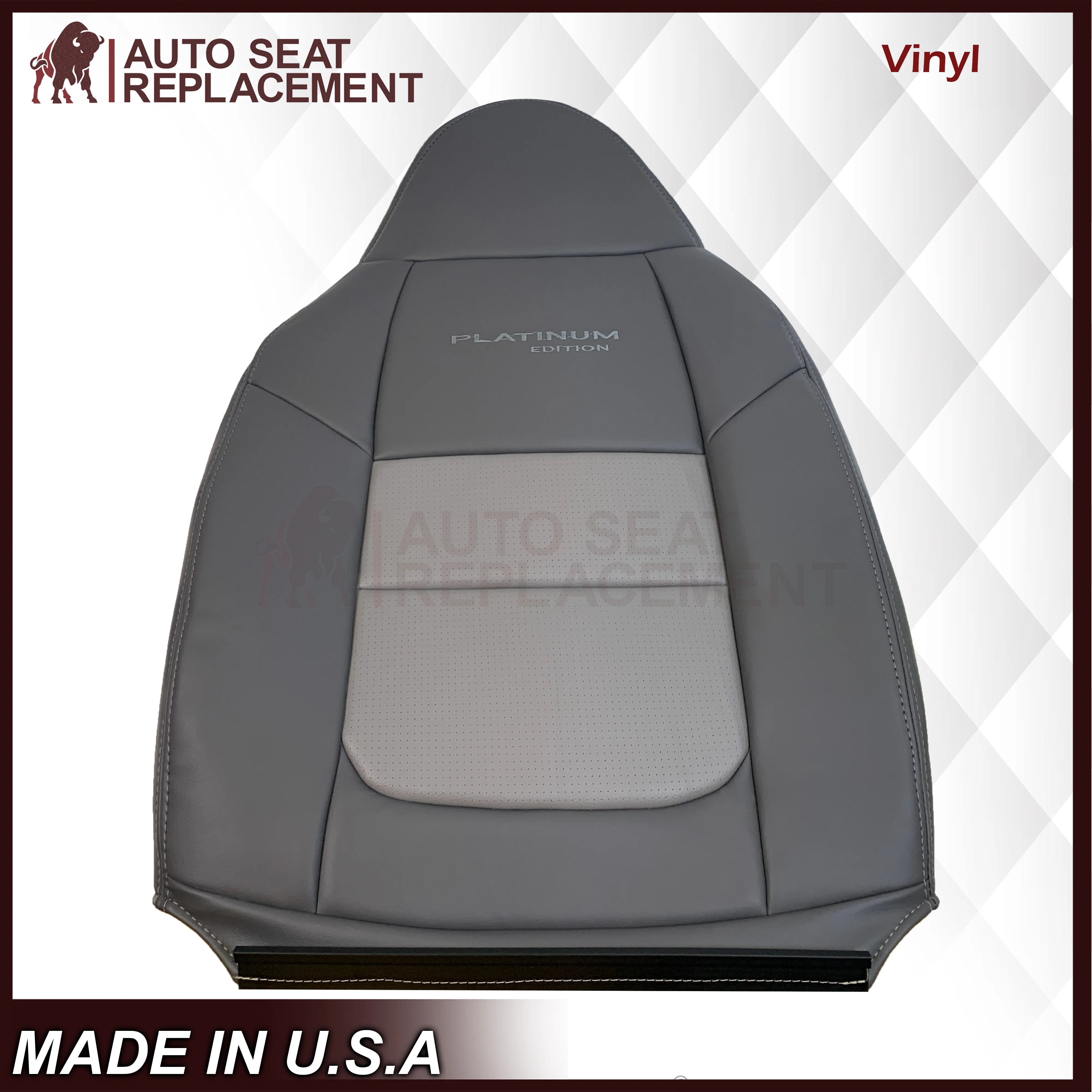 2001 Ford F250 Platinum Edition New Vinyl Replacement Seat Cover in 2-Tone Gray - Image 21