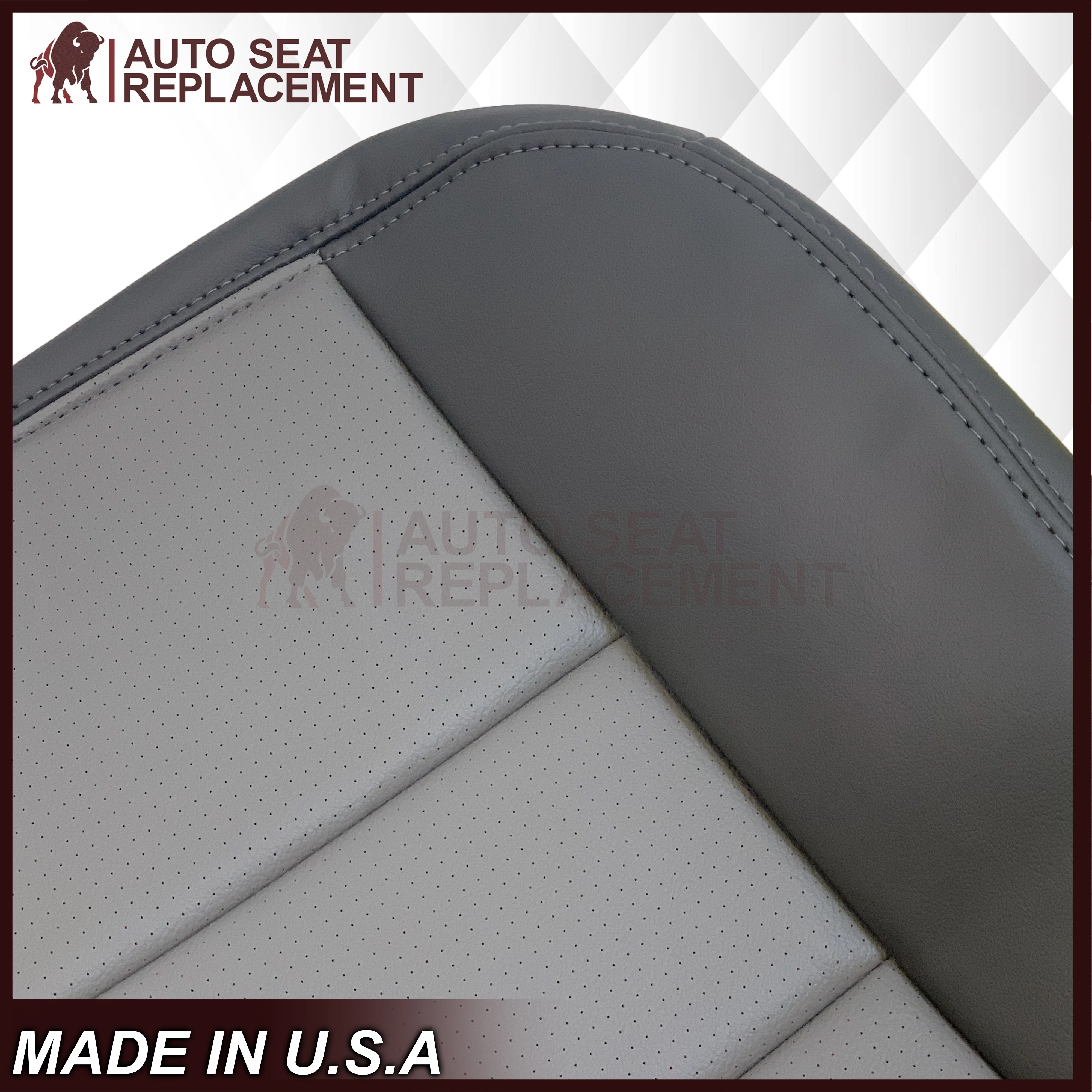 2001 Ford F250 Platinum Edition New Vinyl Replacement Seat Cover in 2-Tone Gray - Image 4