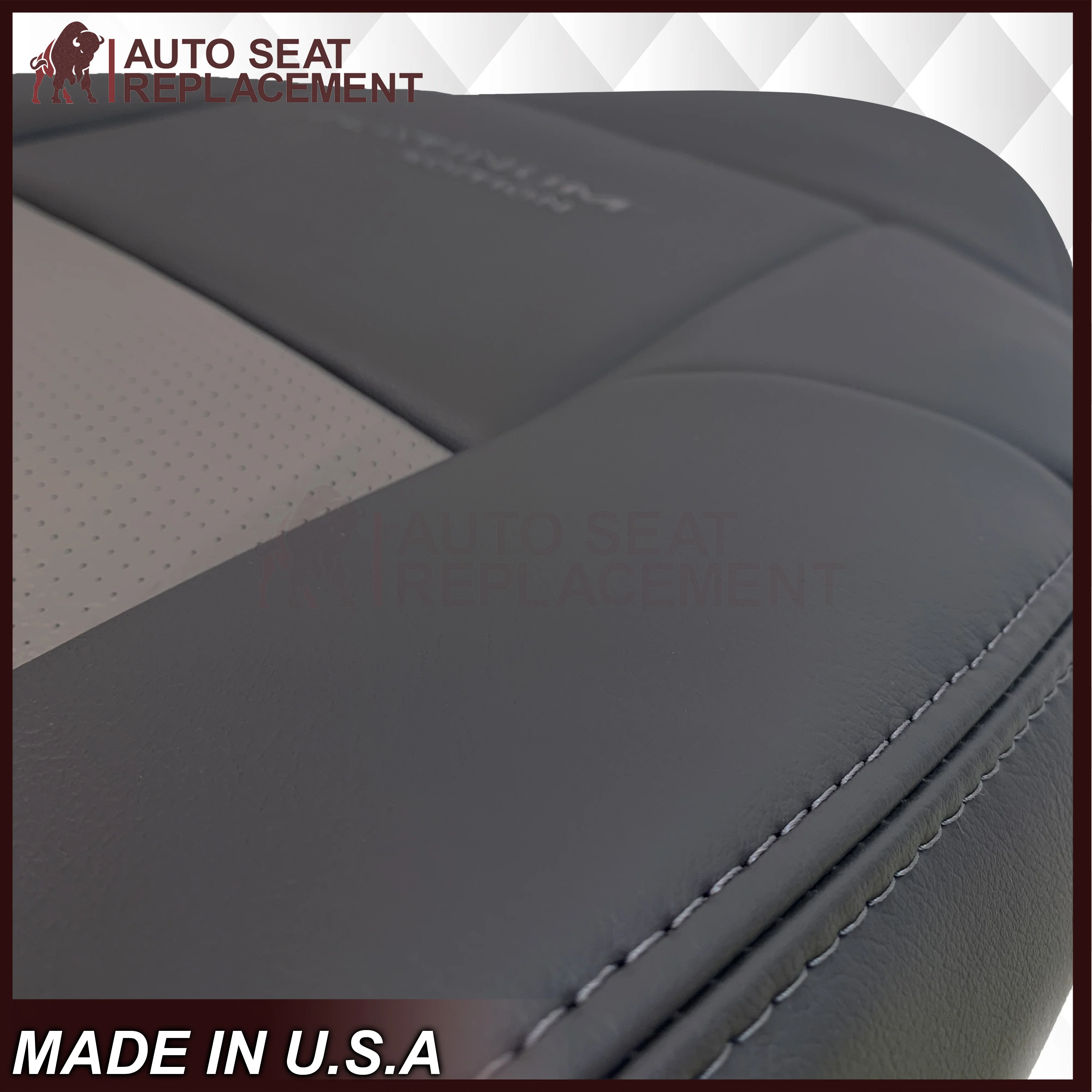 2001 Ford F250 Platinum Edition New Vinyl Replacement Seat Cover in 2-Tone Gray - Image 5