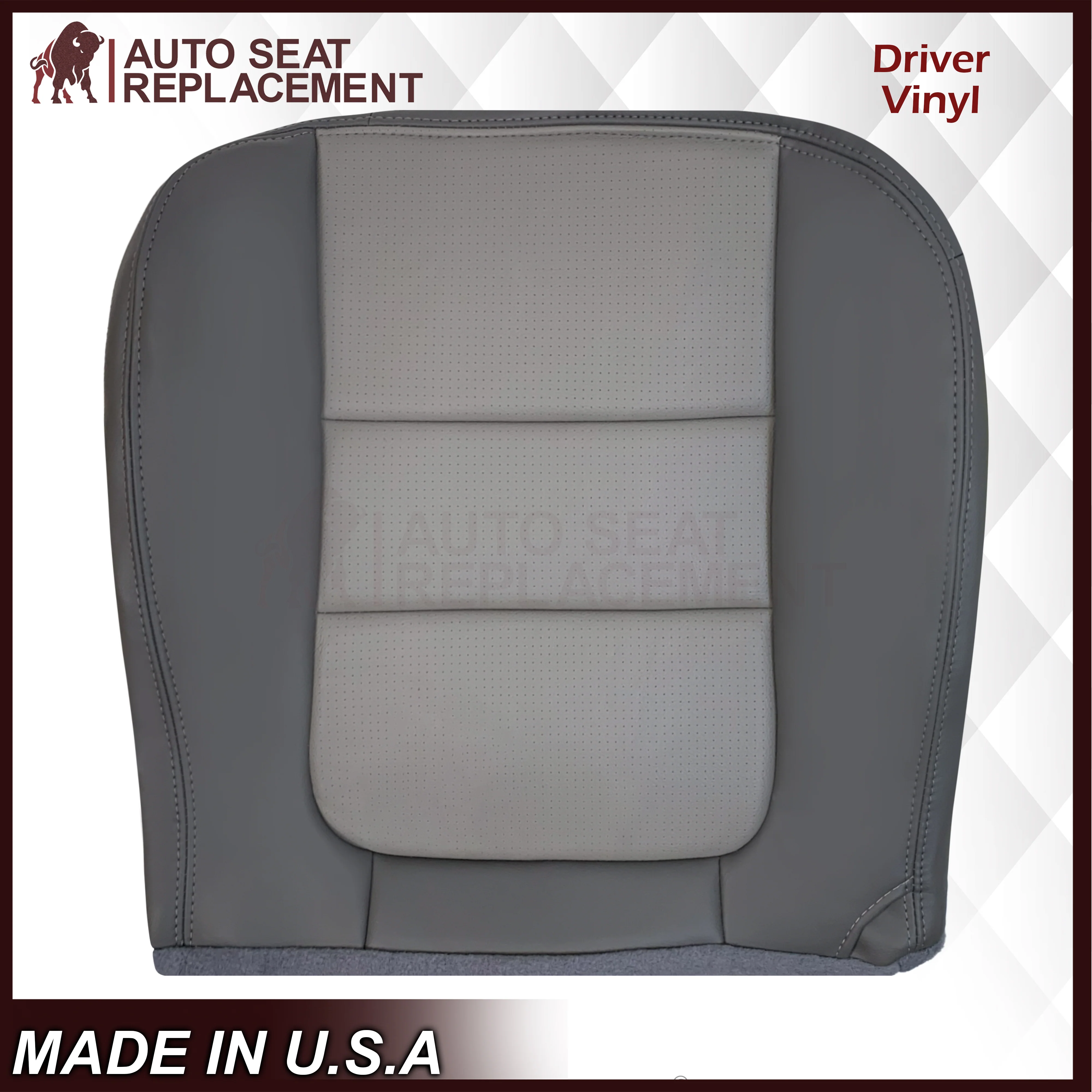 2001 Ford F250 Platinum Edition New Vinyl Replacement Seat Cover in 2-Tone Gray - Image 7