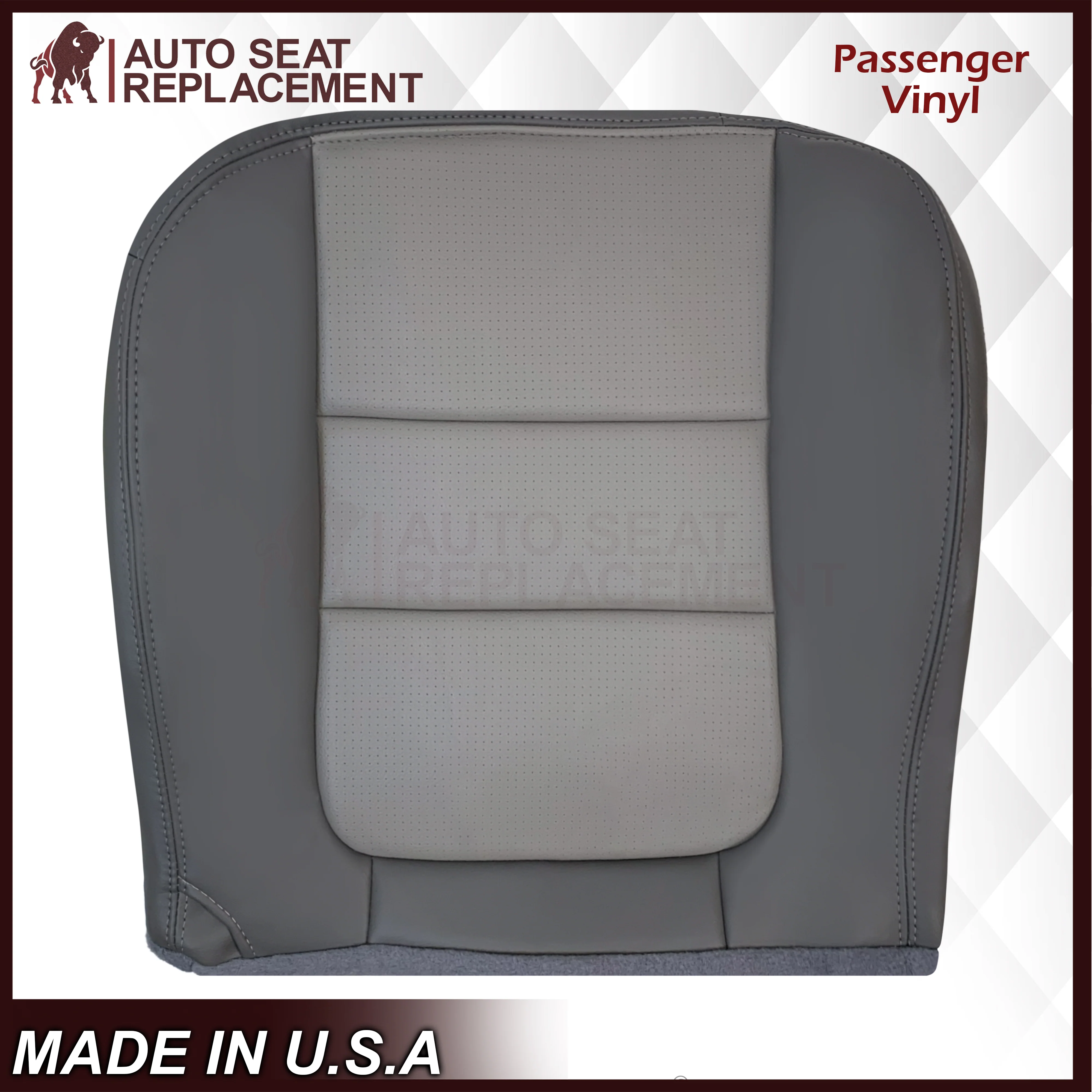 2001 Ford F250 Platinum Edition New Vinyl Replacement Seat Cover in 2-Tone Gray - Image 9