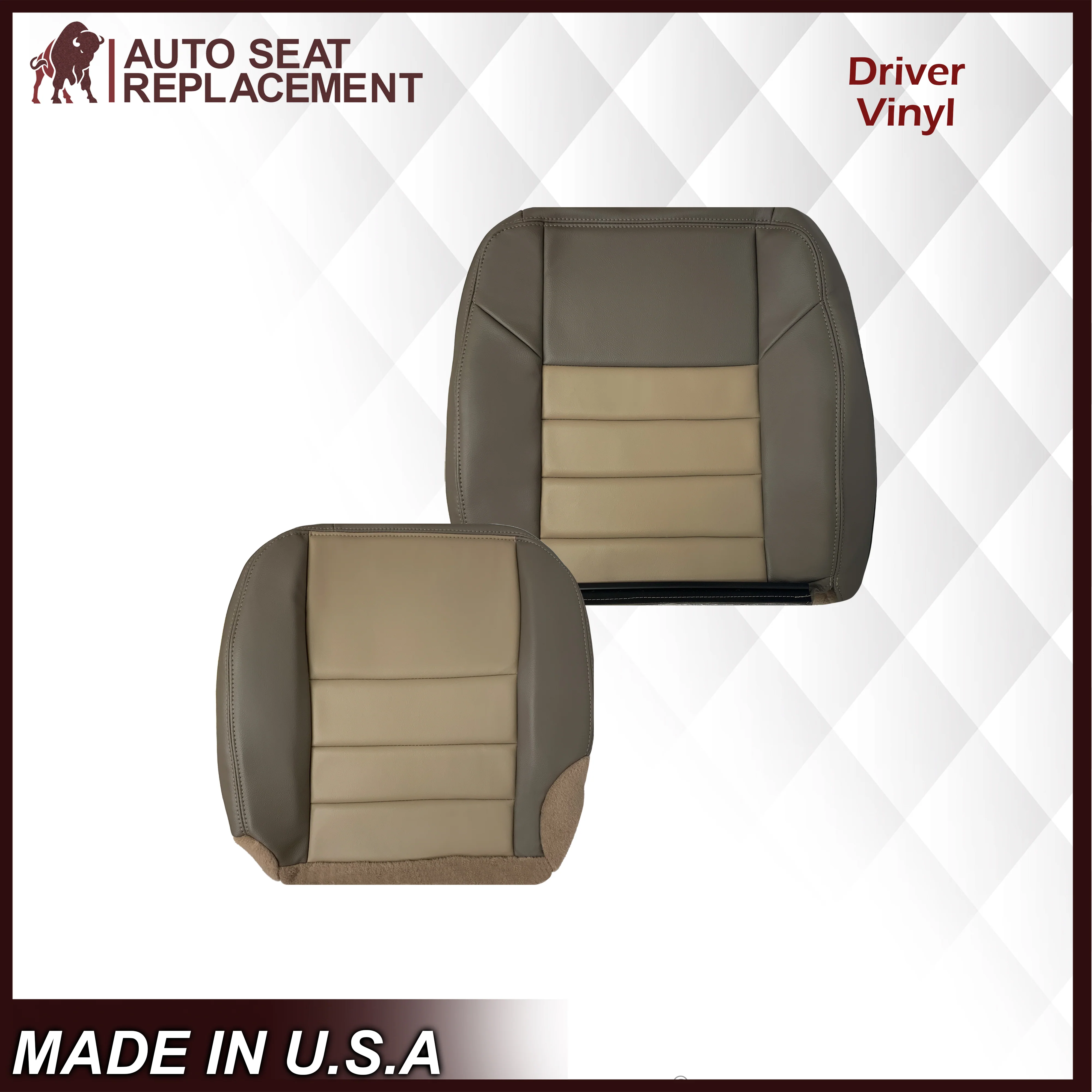 2002 2003 2004 Ford Excursion Eddie Bauer Edition Second Row 50/50 Captain Chair Seat Covers In 2 Tone Tan-Gray: Choose From Variations - Image 16