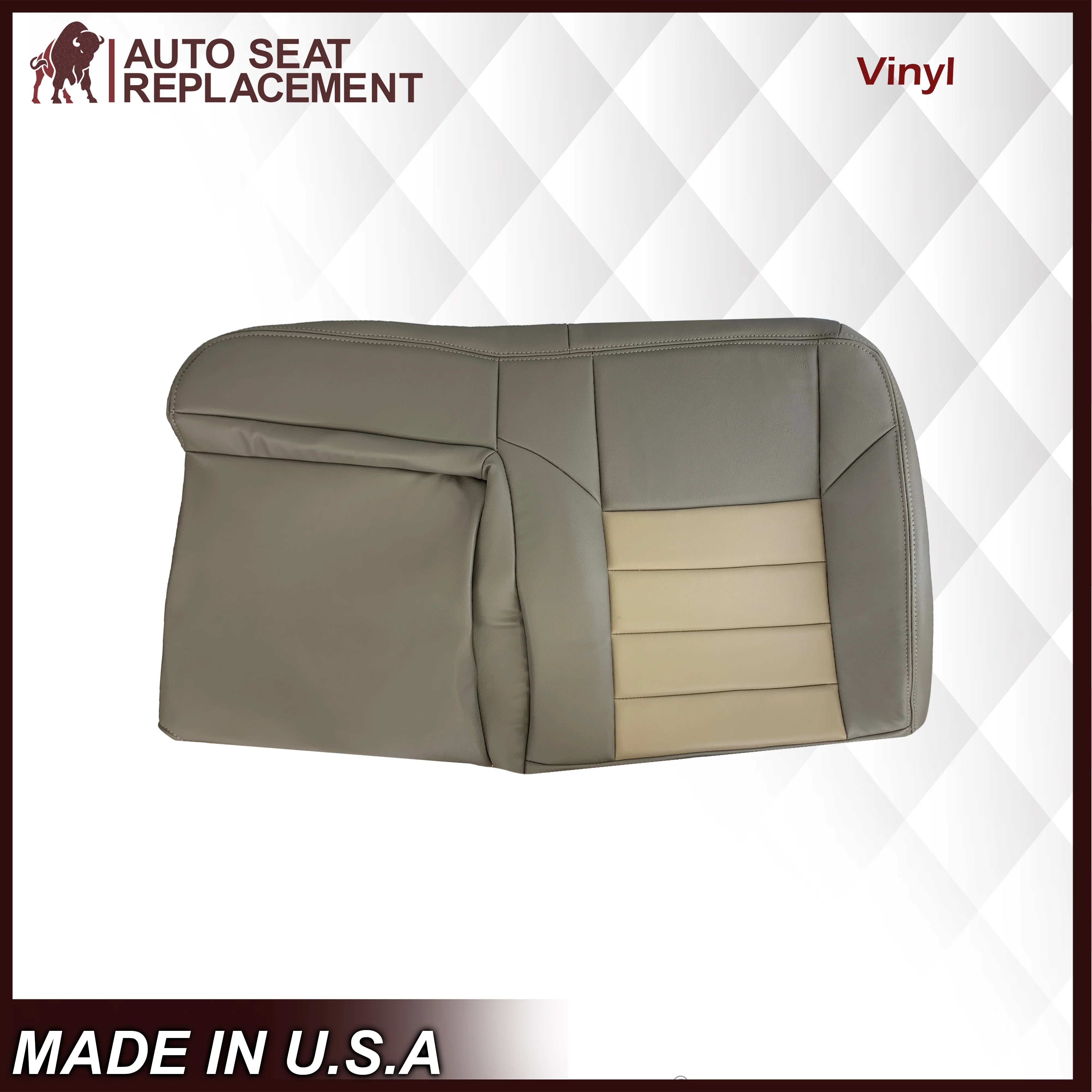 2002 2003 2004 Ford Excursion Eddie Bauer Edition Second Row 60/40 Seat Covers In 2 Tone Tan-Gray: Choose From Variations - Image 17