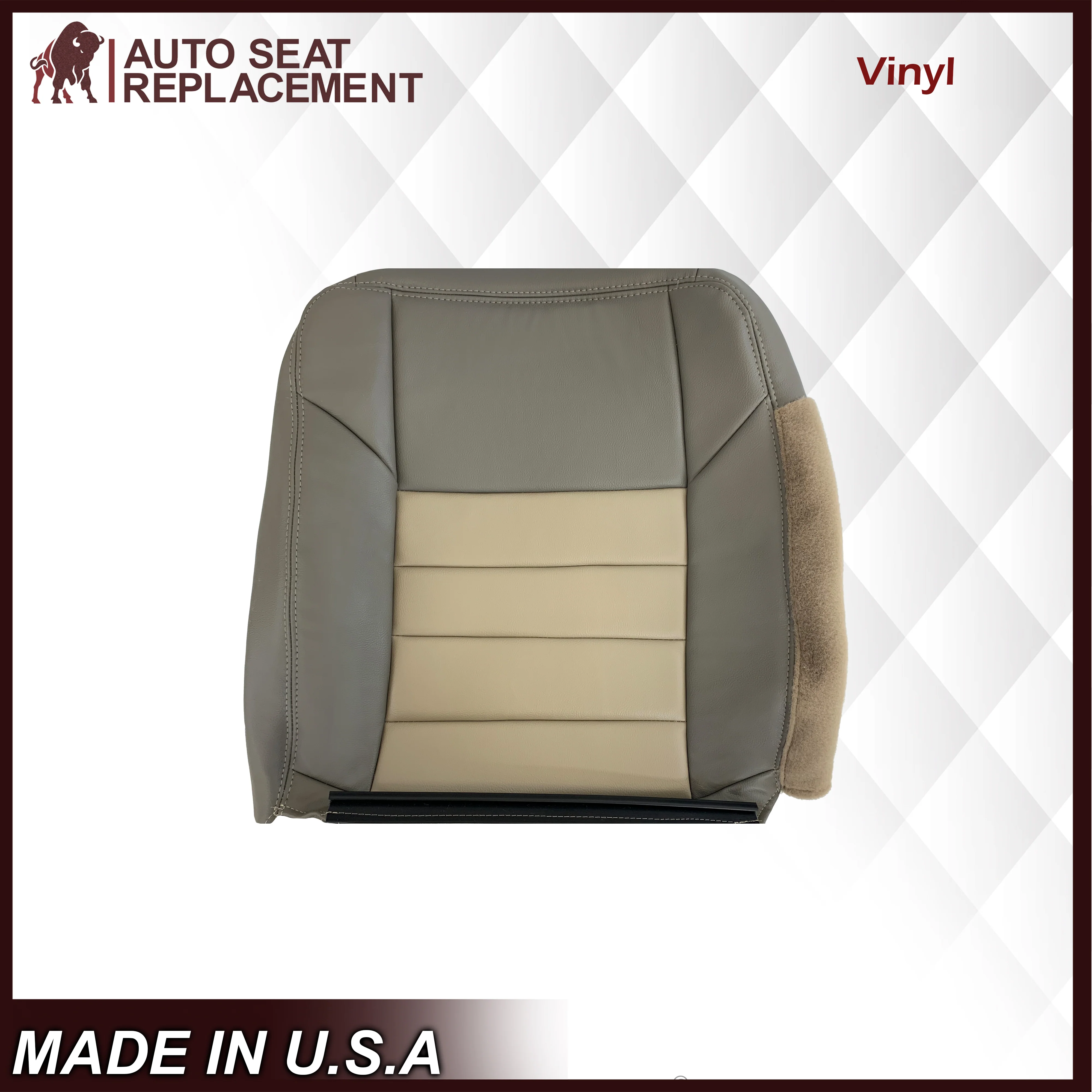 2002 2003 2004 Ford Excursion Eddie Bauer Edition Second Row 60/40 Seat Covers In 2 Tone Tan-Gray: Choose From Variations - Image 18