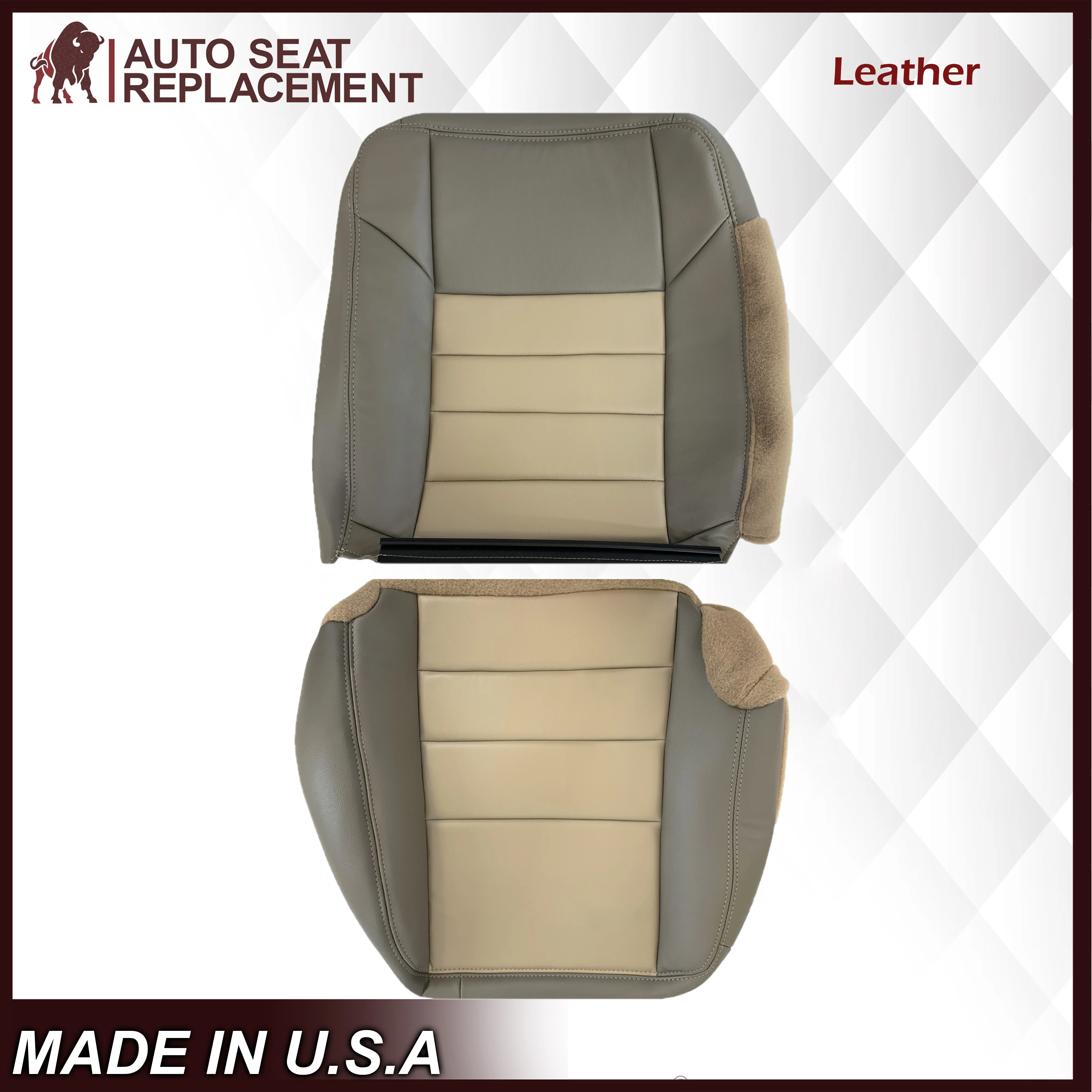 2002 2003 2004 Ford Excursion Eddie Bauer Edition Second Row 60/40 Seat Covers In 2 Tone Tan-Gray: Choose From Variations - Image 22