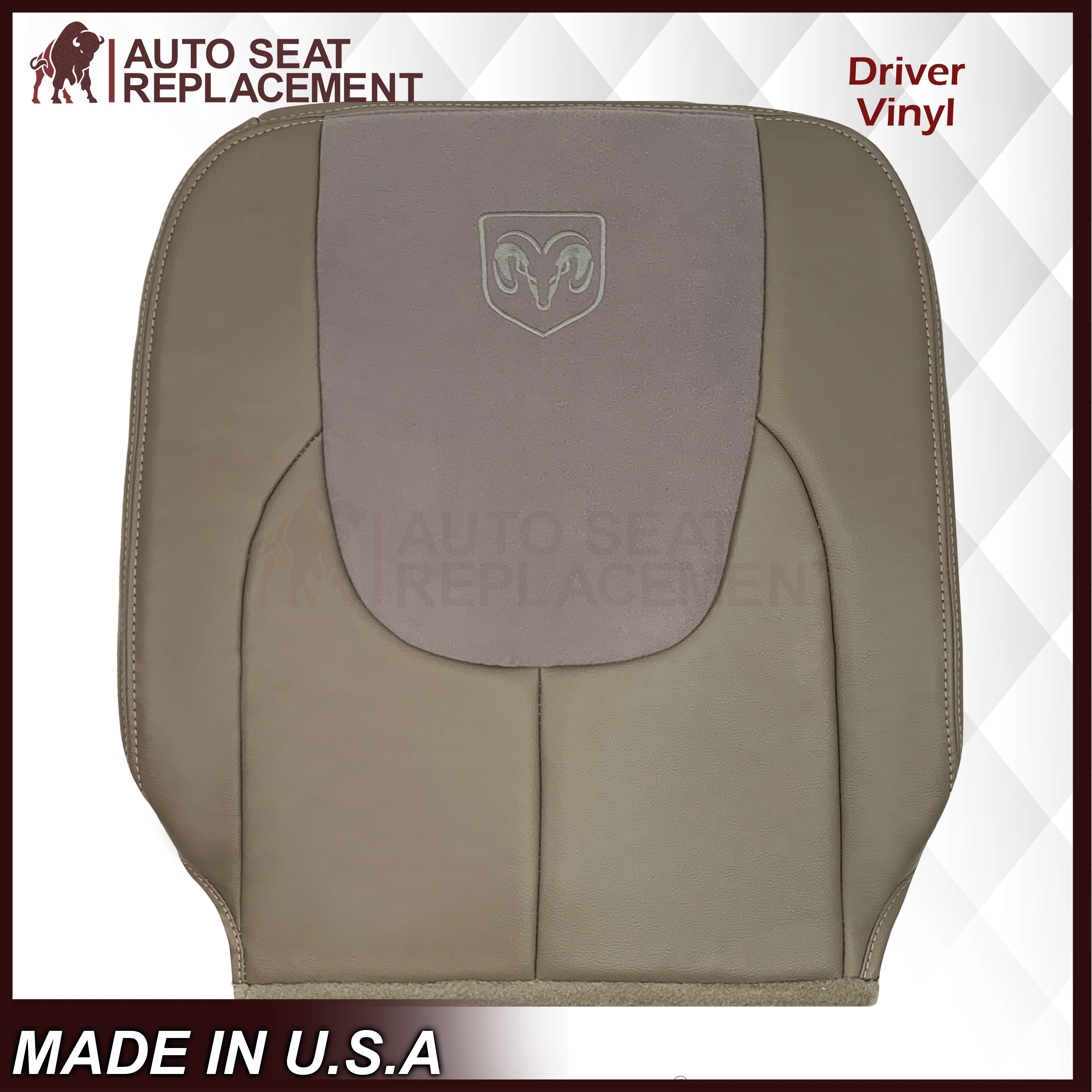 2002 - 2003 Dodge Ram 1500 2500 3500 4500 Laramie SLT Replacement Synthetic Leather & Suede Seat Cover In Tan - Image 11