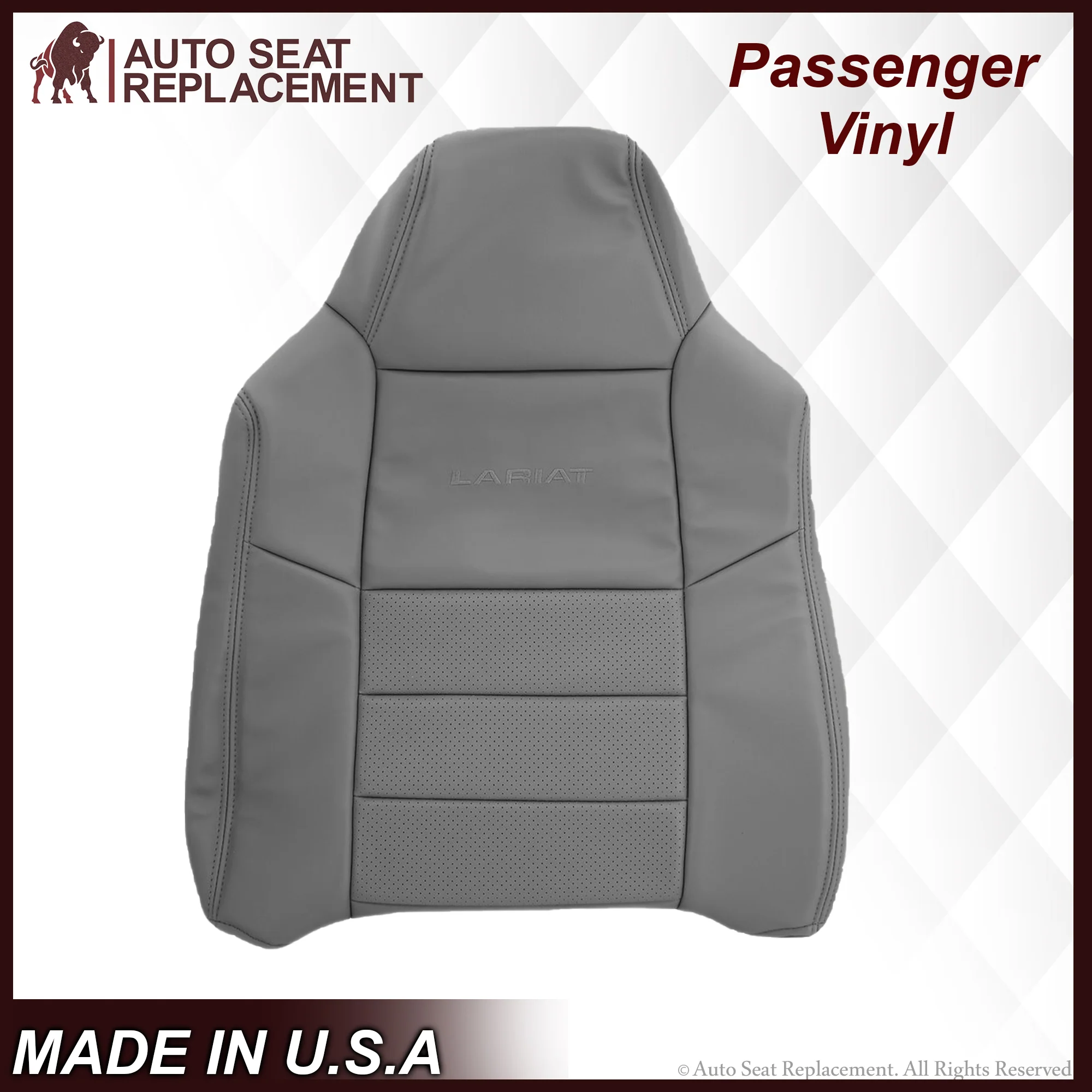 2002-2003 Ford F250 F350 Lariat Perforated Seat Cover in Gray: Choose Leather or Vinyl - Image 11