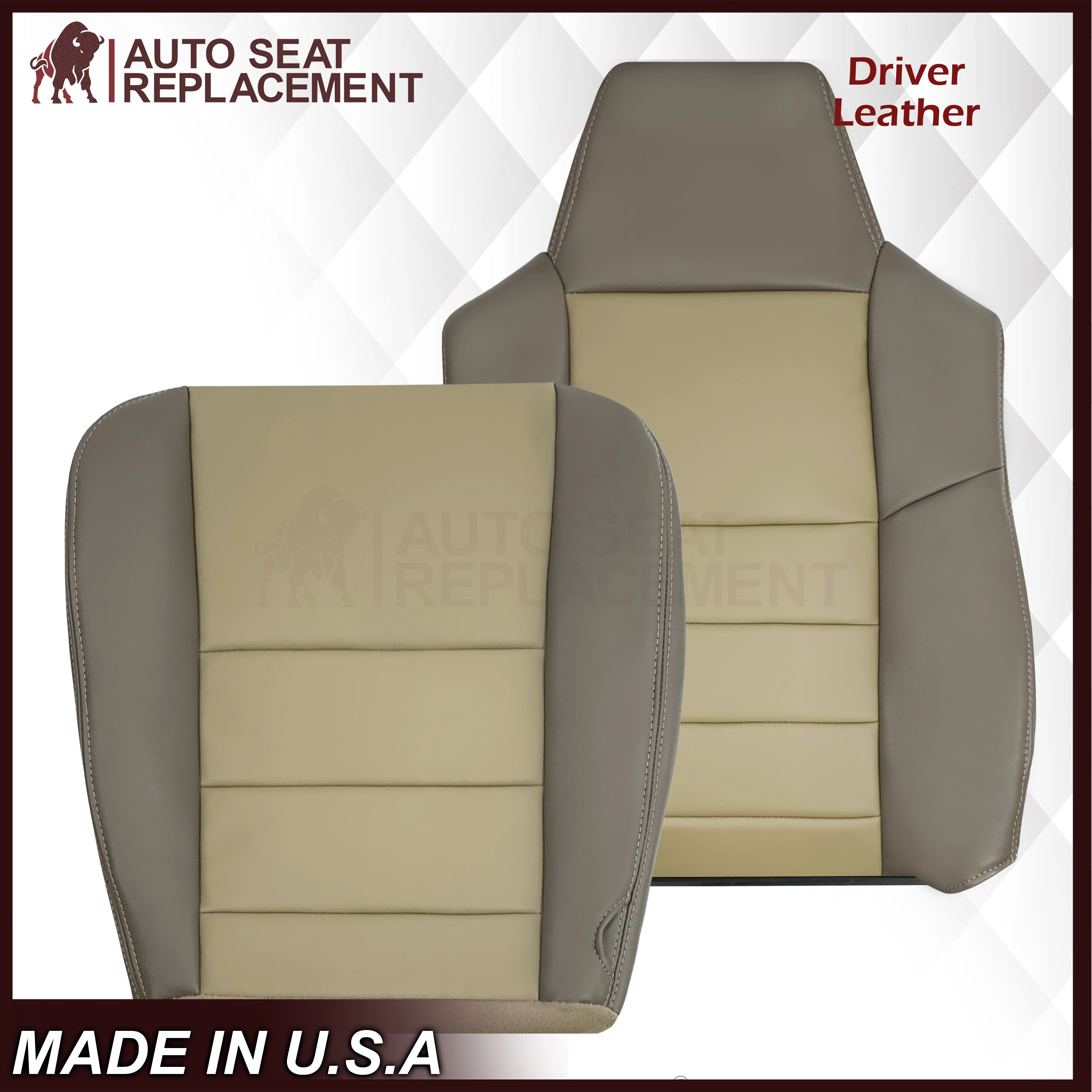 2002 - 2004 Ford Excursion Eddie Bauer Replacement Seat Covers 2 Tone Gray-Tan: Choose From Variations - Image 16