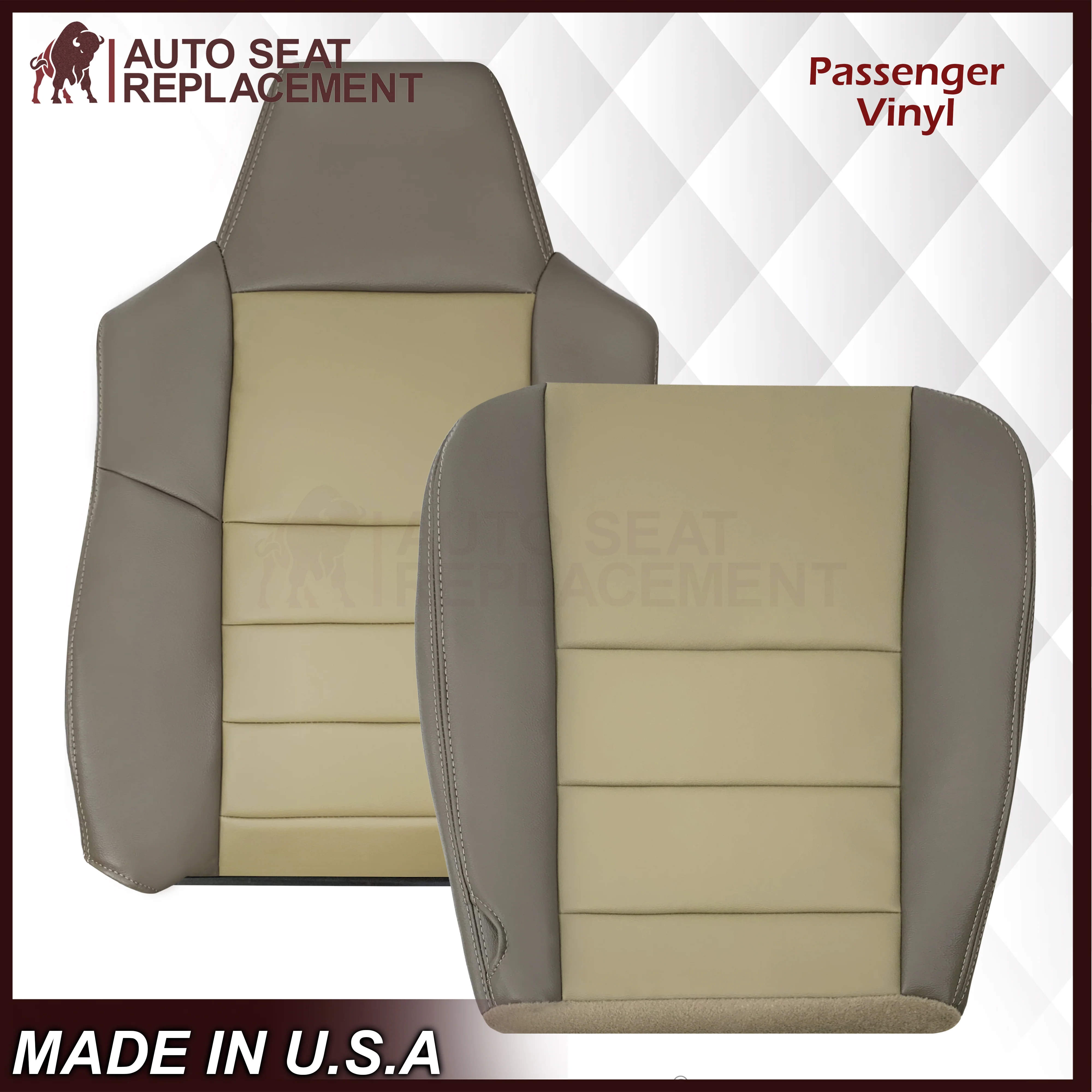 2002 - 2004 Ford Excursion Eddie Bauer Replacement Seat Covers 2 Tone Gray-Tan: Choose From Variations - Image 23