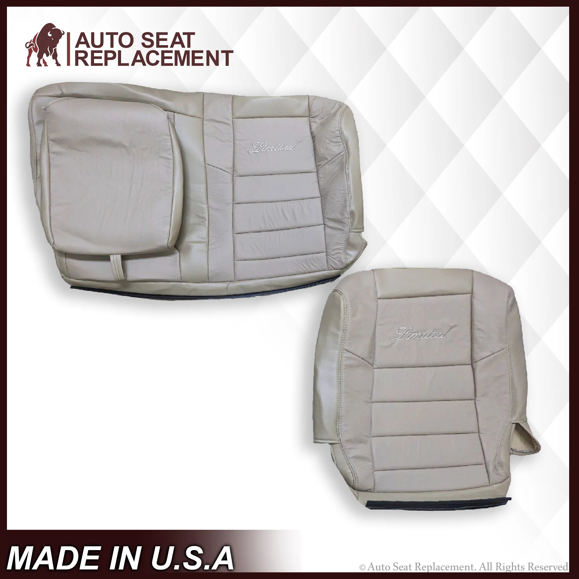 2002-2005 Ford Excursion Limited SECOND ROW 60/40 SPLIT Seat Cover in Tan: Choose From Variations - Image 12